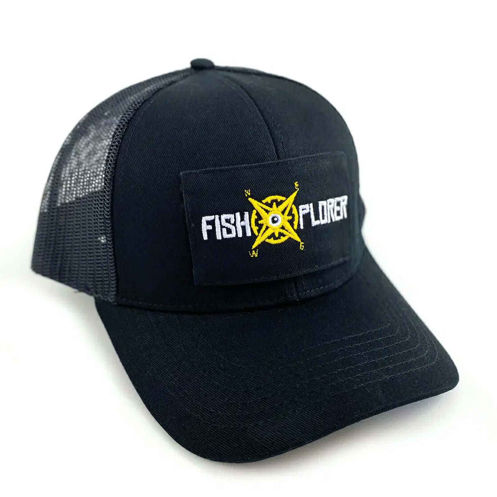 FishXplorer Trucker Cap Wasser- & Uv Resistent Schwarz mit 1 Fishxplorer-Patch