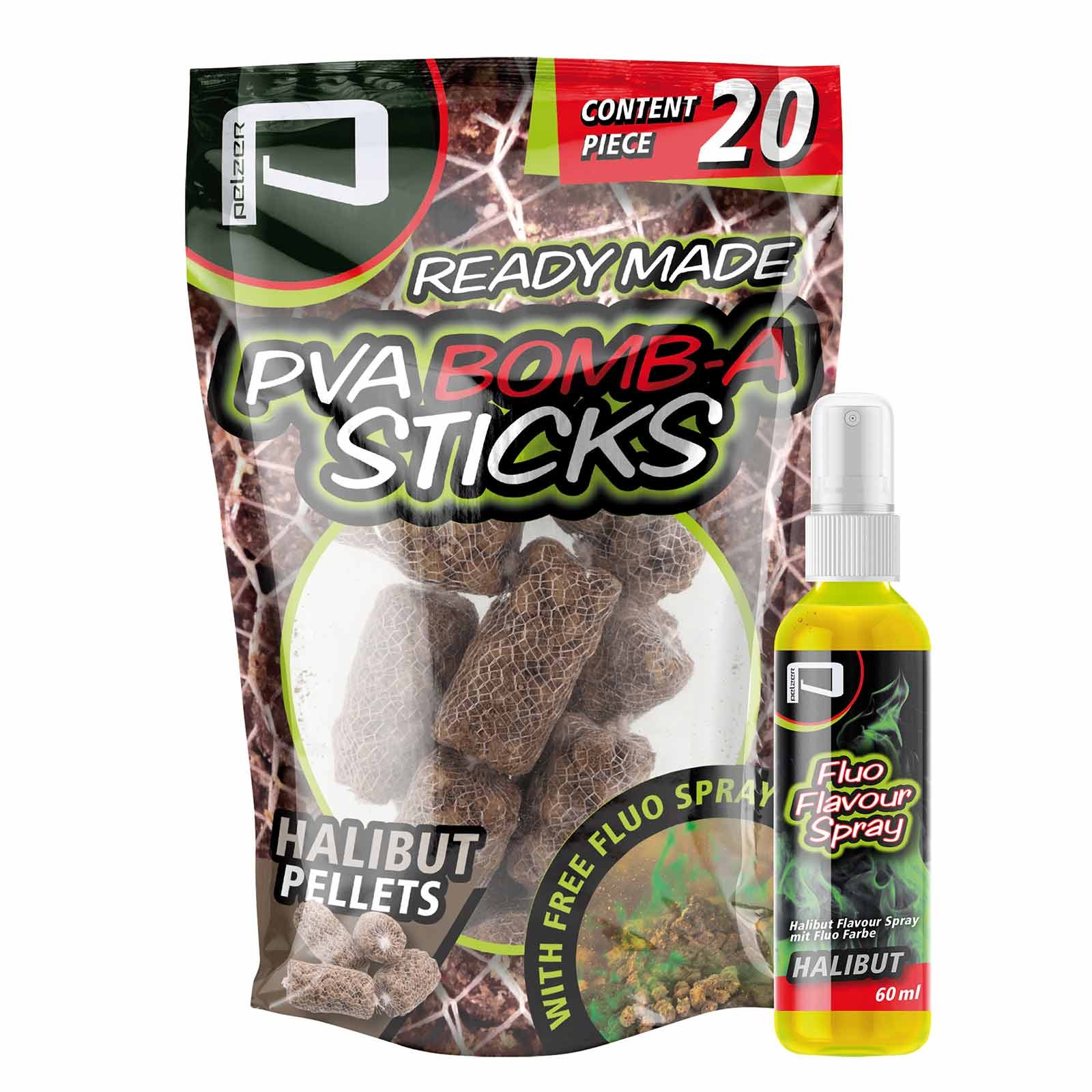 Pelzer PVA Bomb-A-Stick Halibut Pellets & Groundbait Füllung