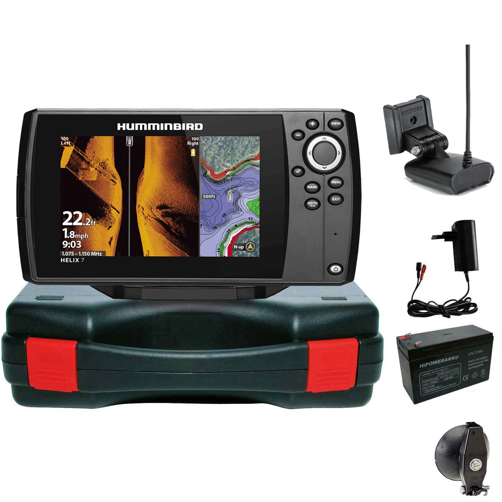 Humminbird Helix 7 Chirp GPS SI G4 Side Imaging GPS Kartenplotter Echolot Portabel Basic - Komplett mit Geber