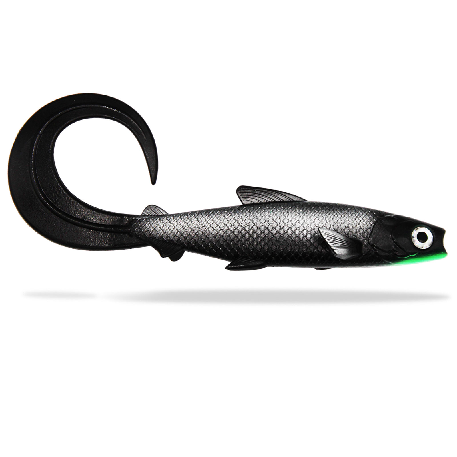 FishingGhost Renky Shad CRL Curly Tail Black Apple Gummifisch