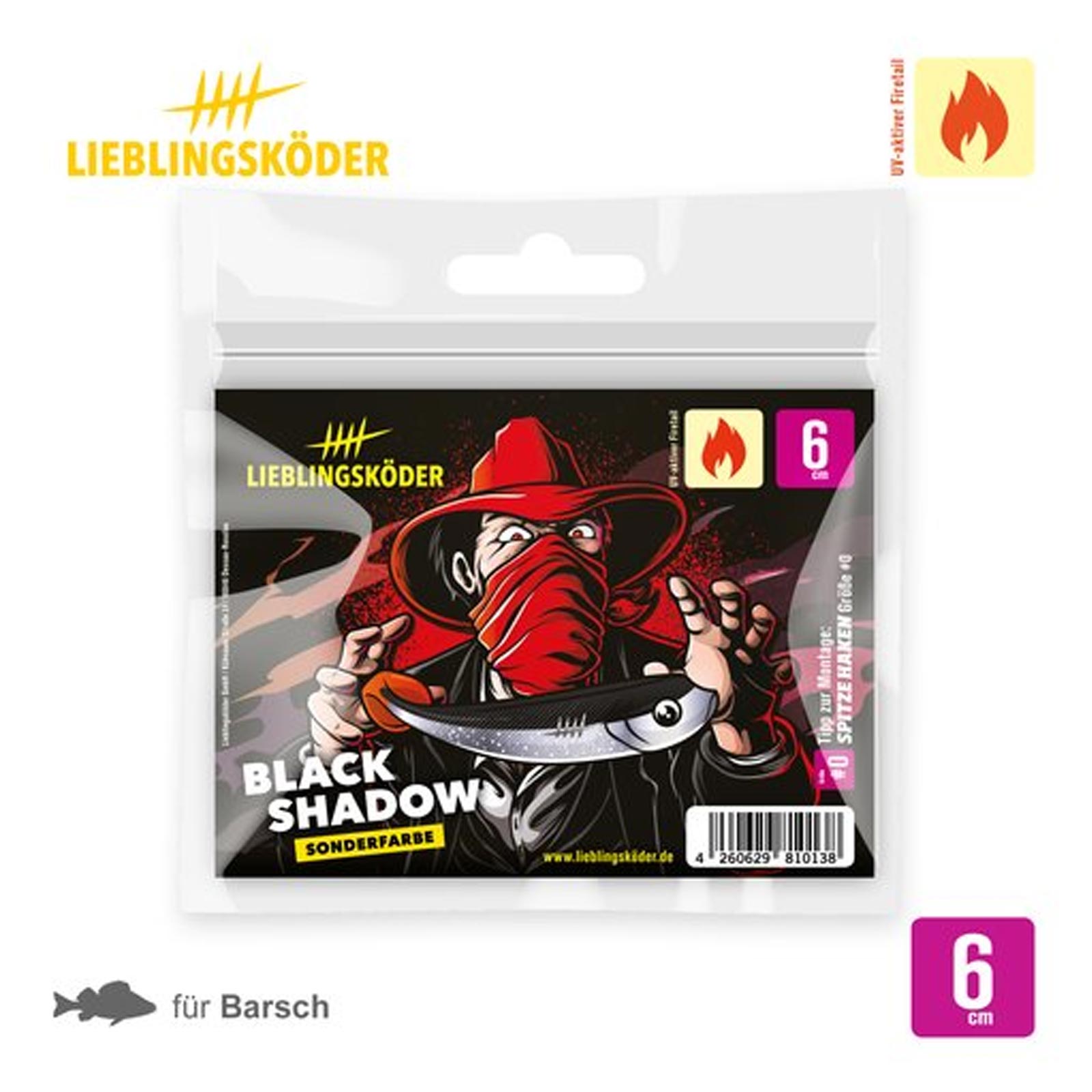 Lieblingsköder 6,0cm Black Shadow Gummifisch pack