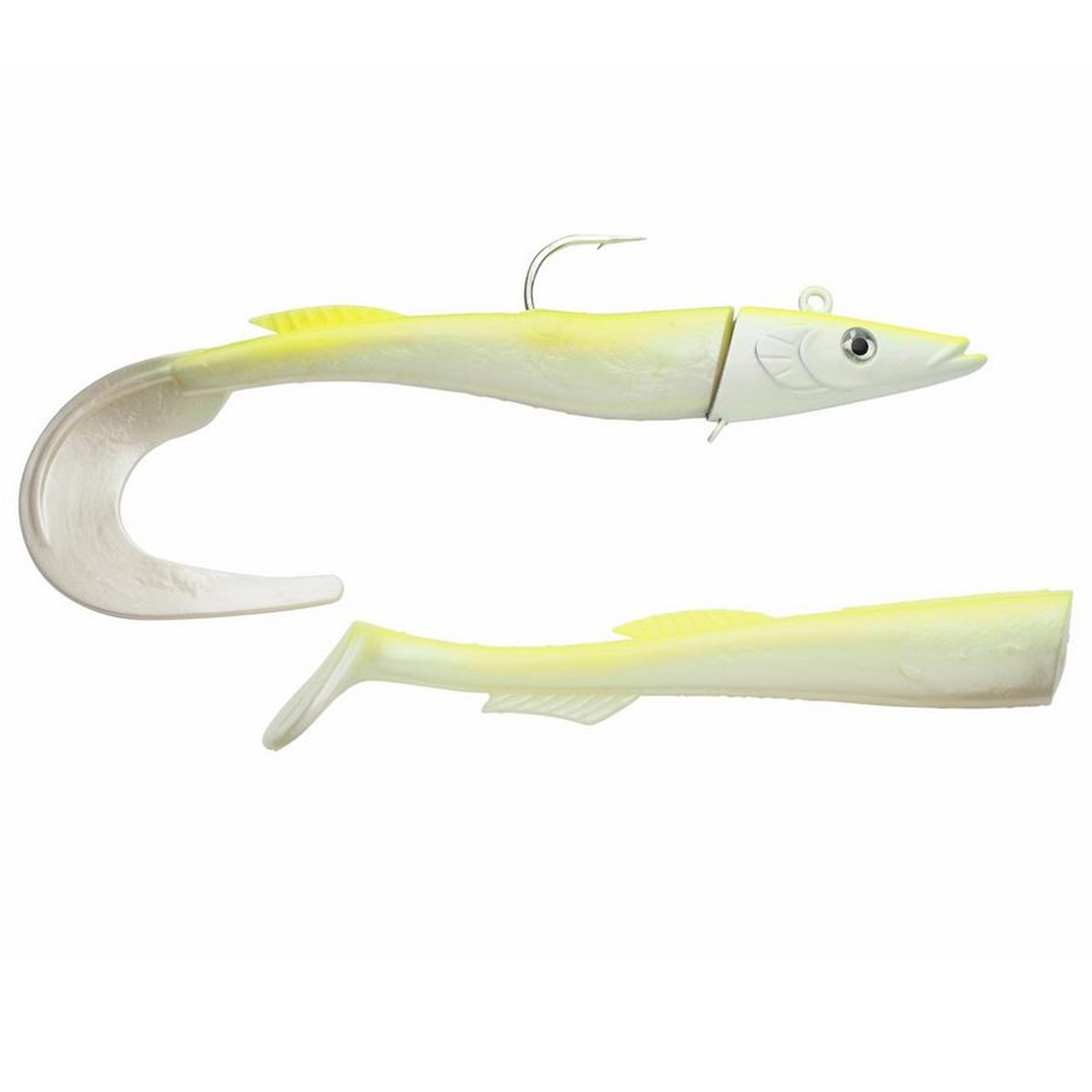 Berkley PowerBait Sandeel 21cm 160g White Chartreuse Gummifisch Meeresangeln