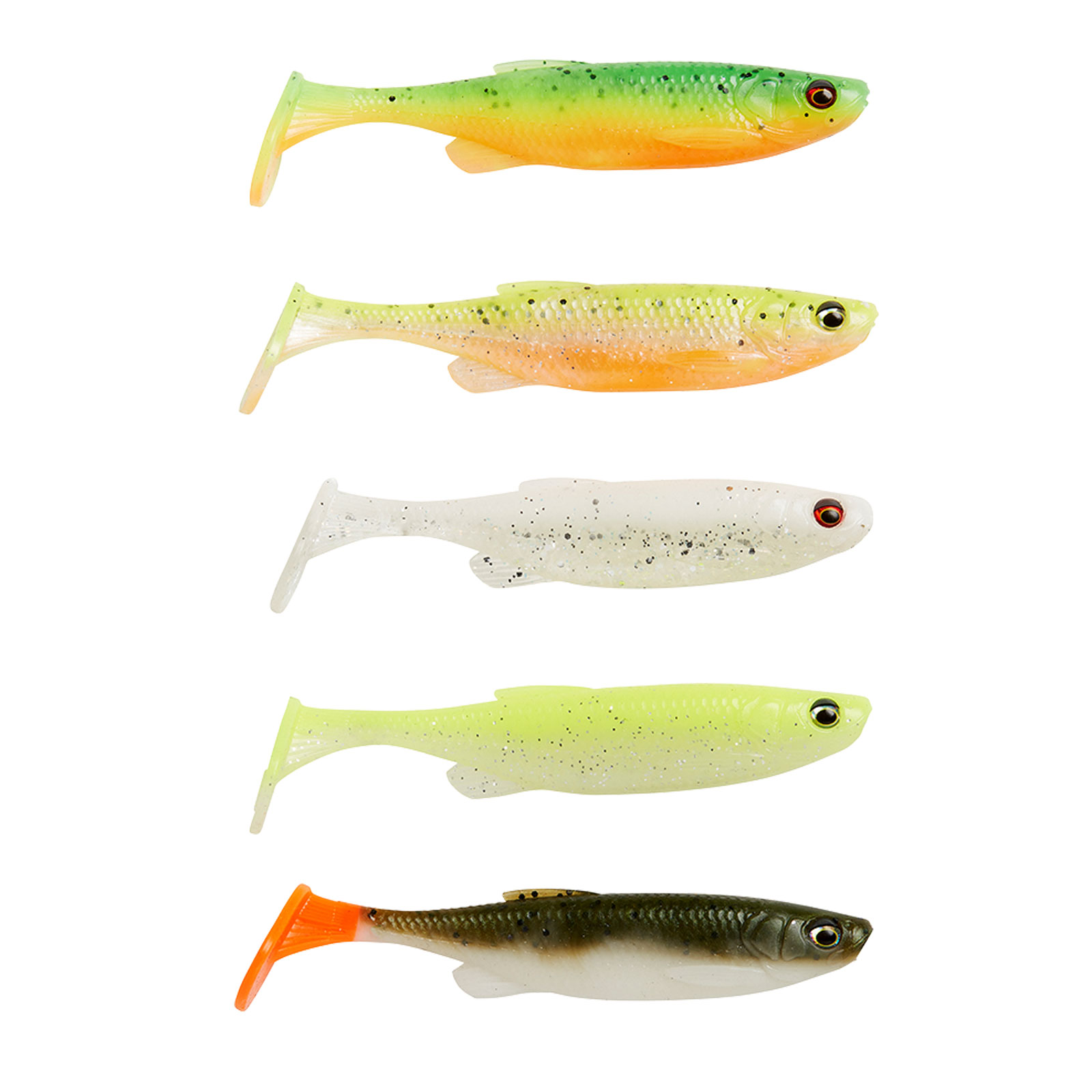 Savage gear Fat Minnow T-Tail Mix 5pcs. Darkwater Gummifisch