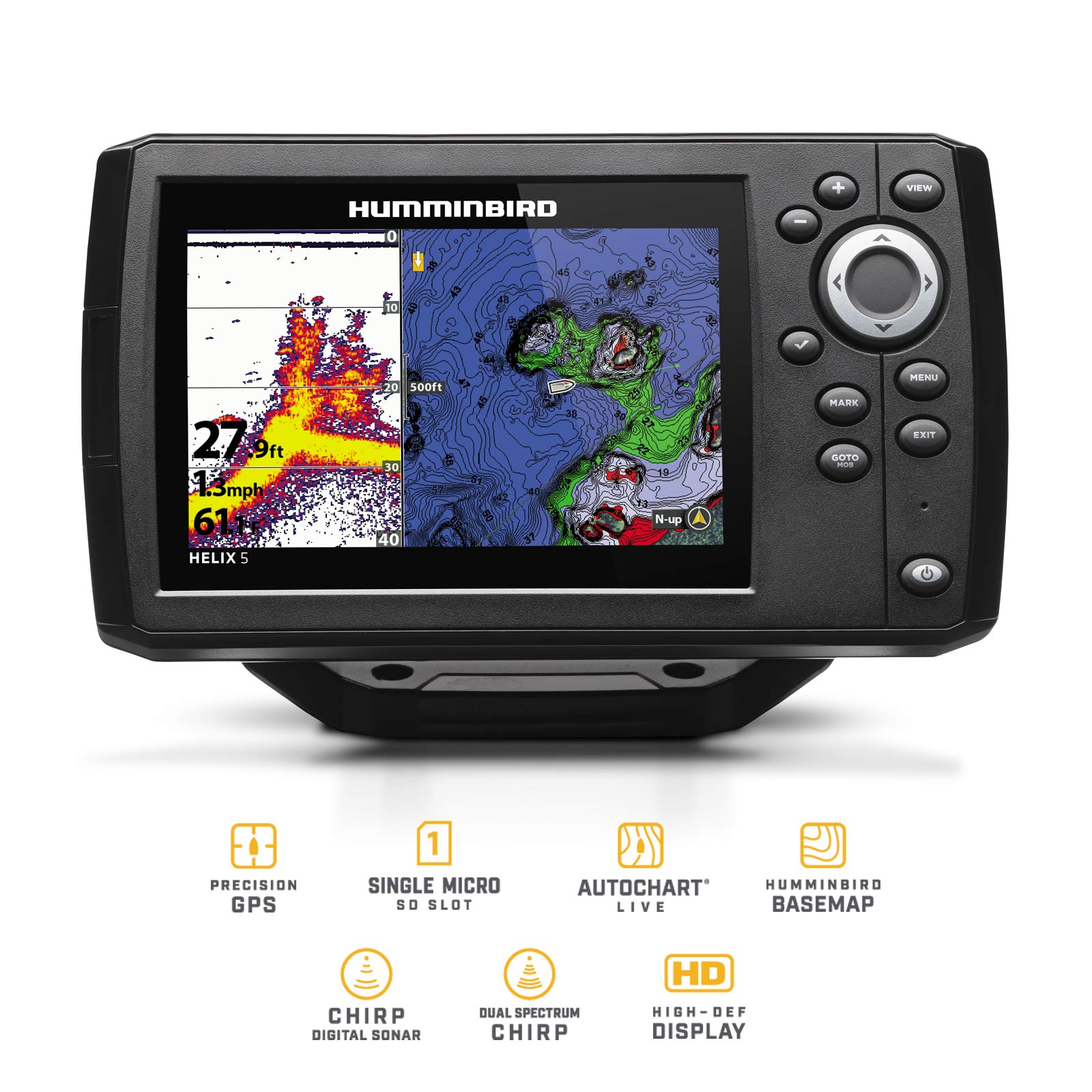 Humminbird Helix 5 Chirp GPS G3 GPS Kartenplotter Echolot - Komplett mit Geber