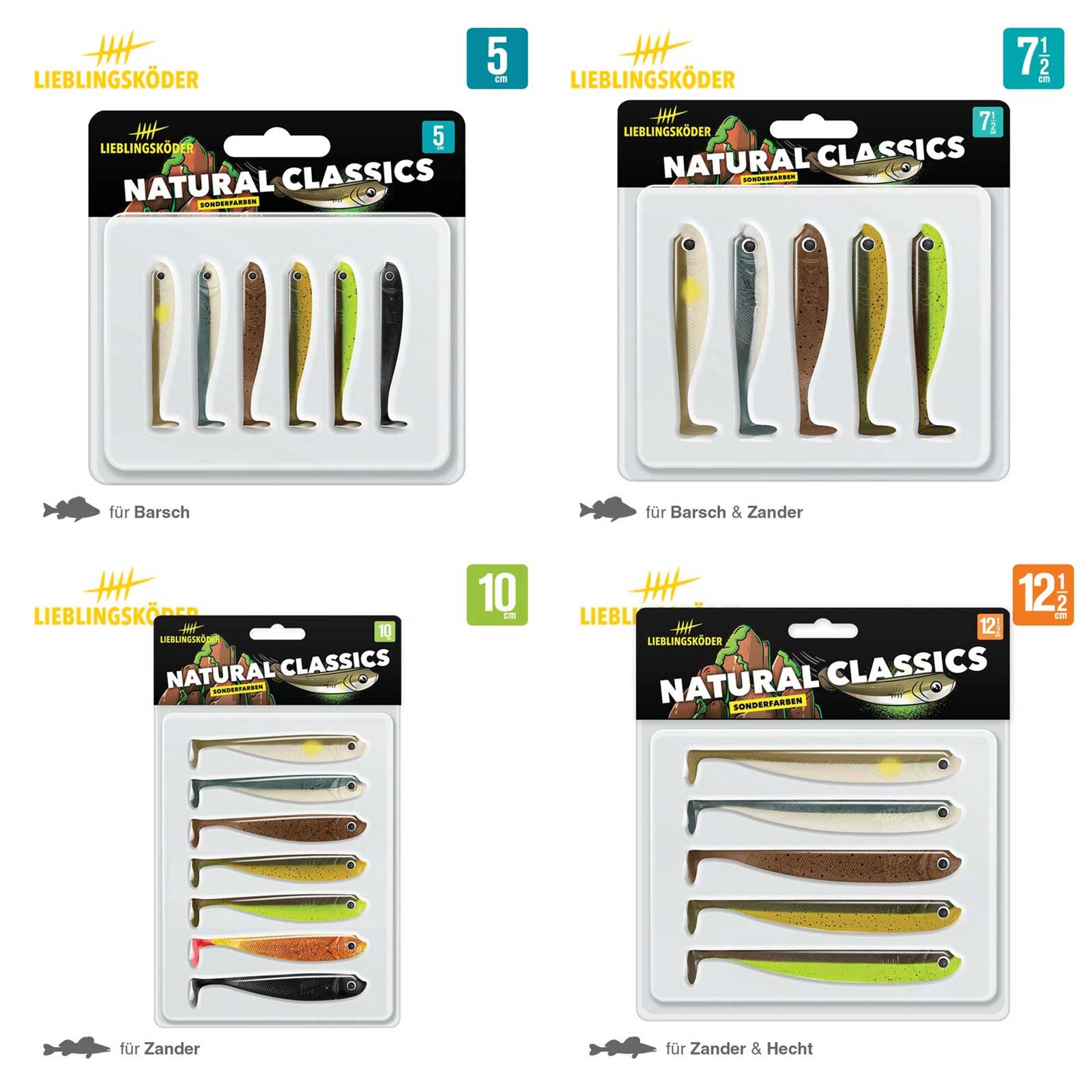 Lieblingsköder Sonderfarben Mixpakete Gummifisch Set Natural Classic