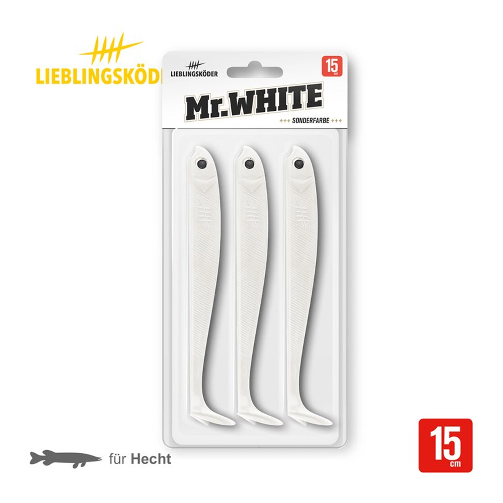 Lieblingsköder 15,0cm Mr. White Gummifisch Verpackung