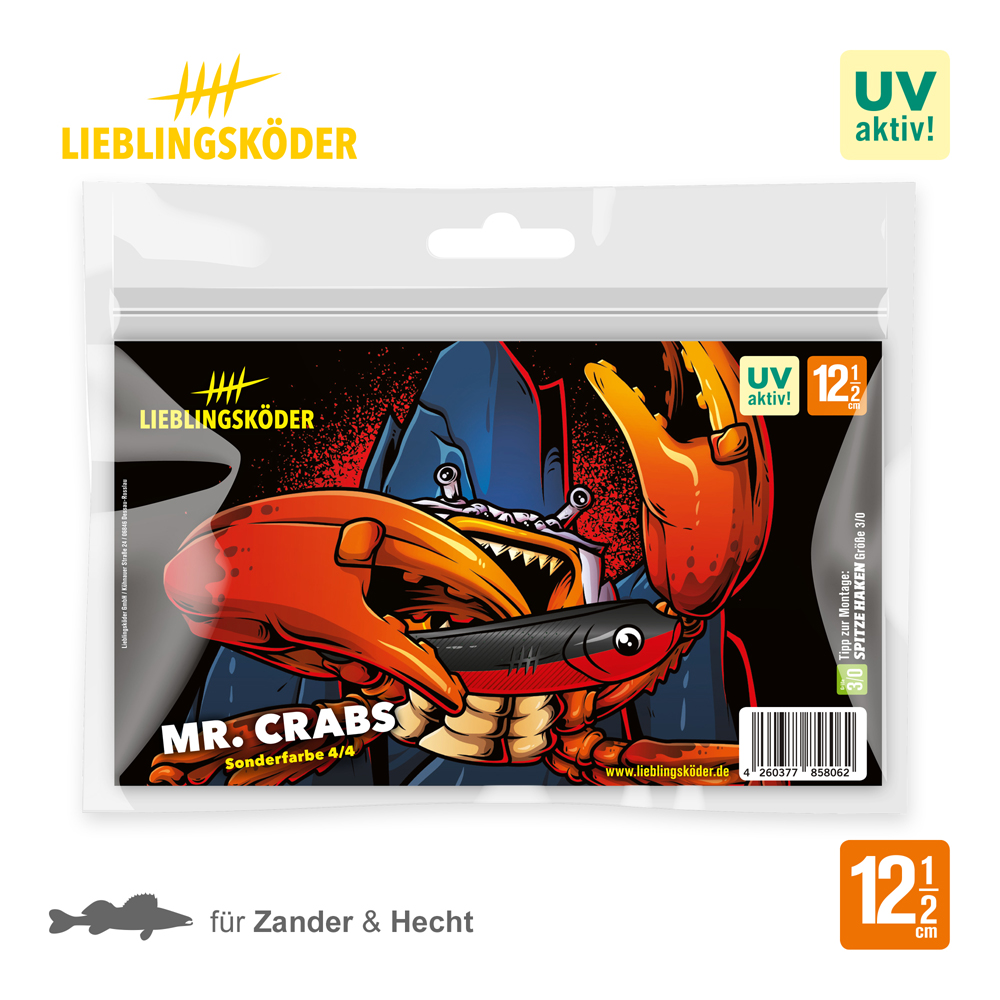 Lieblingsköder 12,5cm Mr. Crabs Gummifisch Verpackung