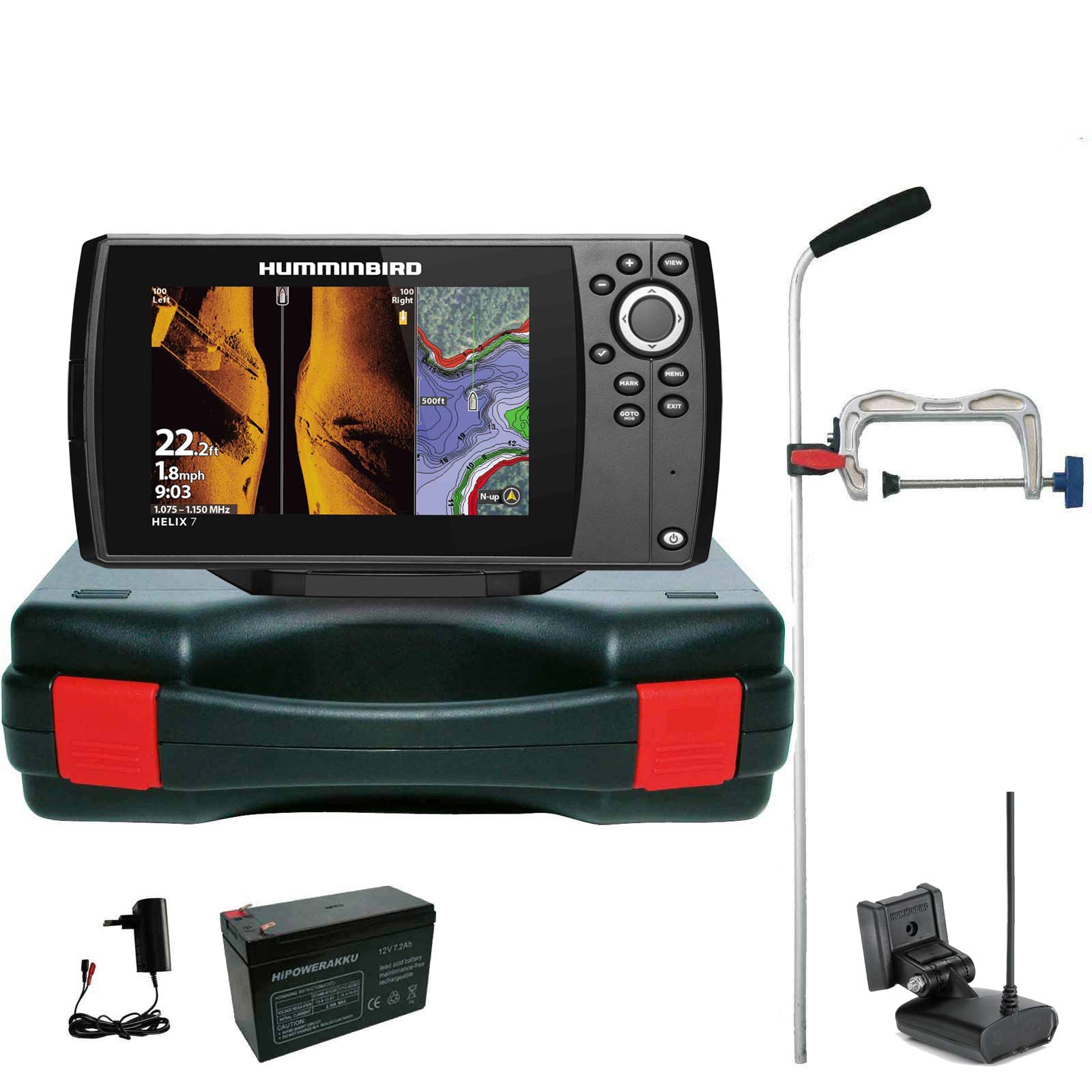 Humminbird Helix 7 Chirp GPS SI G4 Side Imaging GPS Kartenplotter Echolot Portabel Profi - Komplett mit Geber