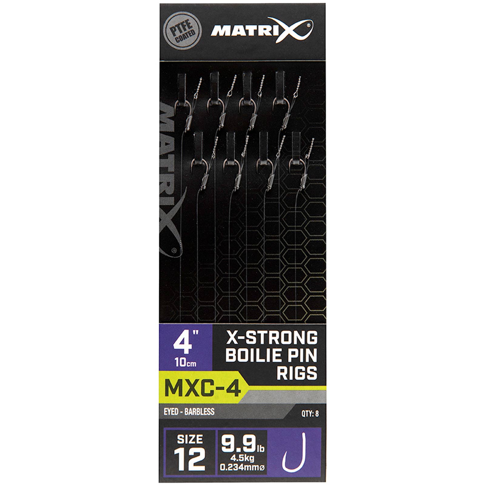 Matrix MXC-4 Size 12 Barbless / 0.23mm / 4" (10cm) / X-Strong Boilie Pin - 8pcs