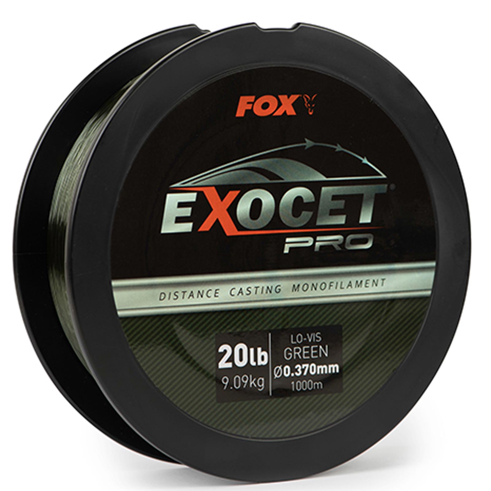 Fox Exocet Pro Monofilament Lo-Vis Green 0.370mm 20bs / 9.09kgs (1000m) Monofile Angelschnur