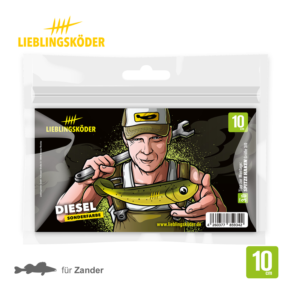 Lieblingsköder 10cm Diesel Gummifisch Verpackung