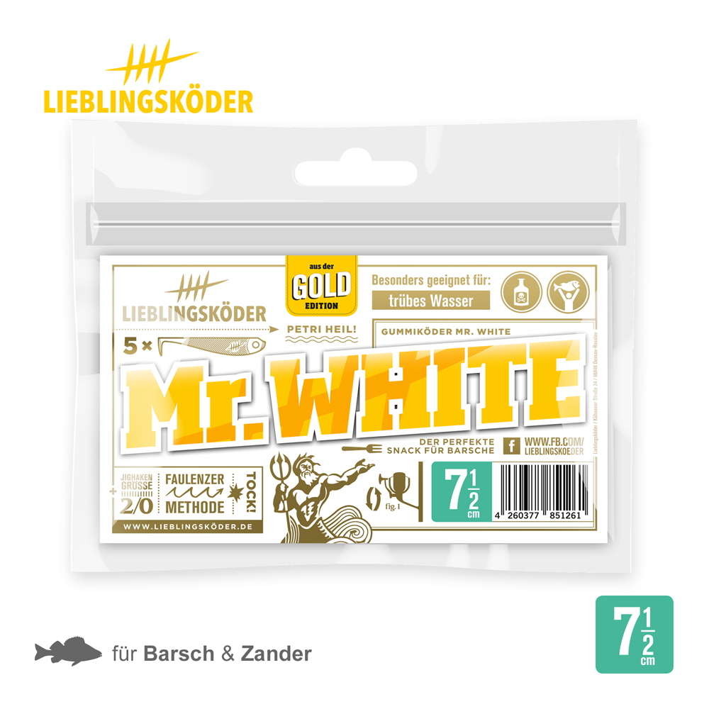 Lieblingsköder 7,5cm Mr. White Gummifisch Verpackung