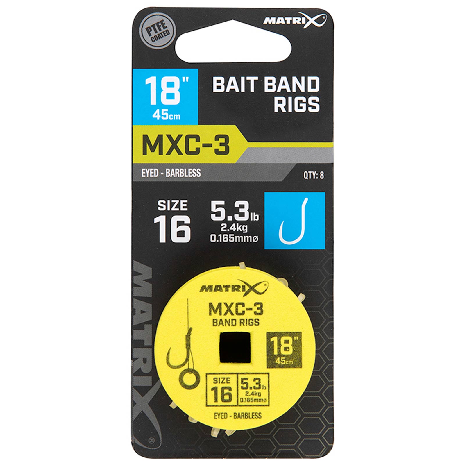 Matrix MXC-3 Size 16 Barbless / 0.165mm / 18" (45cm) / Band - 8pcs