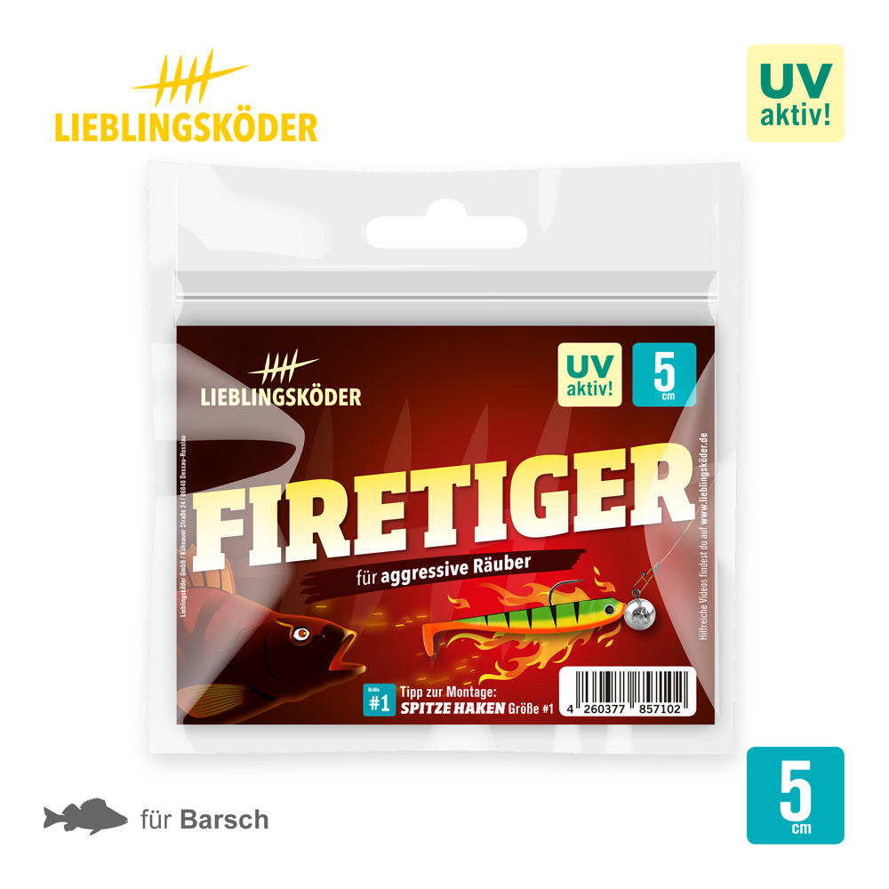 Lieblingsköder 5cm Firetiger Gummifisch Verpackung