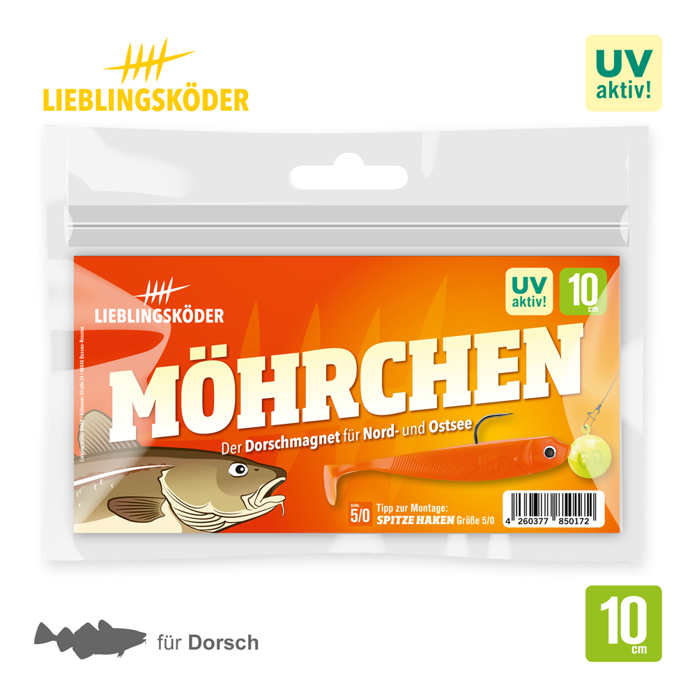 Lieblingsköder 10cm Möhrchen Gummifisch Verpackung