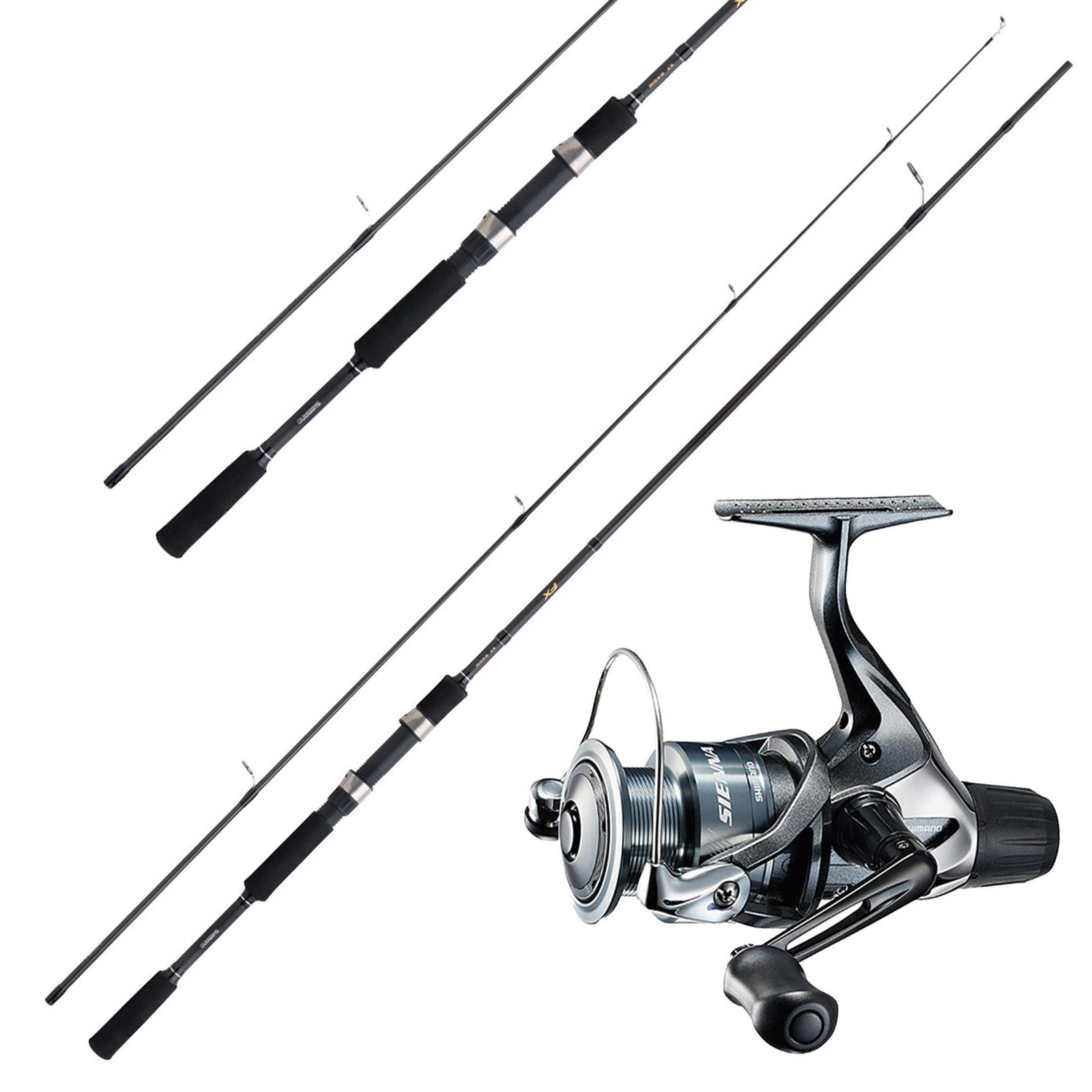 Shimano Rolle Sienna & Shimano Rute 2,70m 14-40g Allround Spinnangeln Combo Angelset 