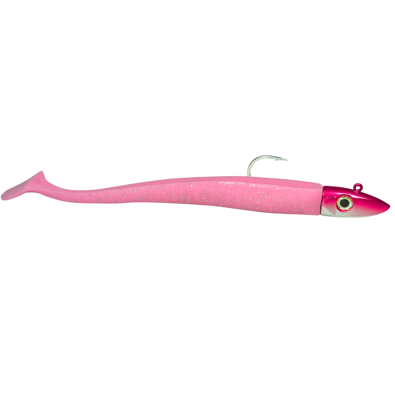 Hogy Twitcher+Hogy Paddle 20cm 100g Bubble Gum Gummifisch montiert