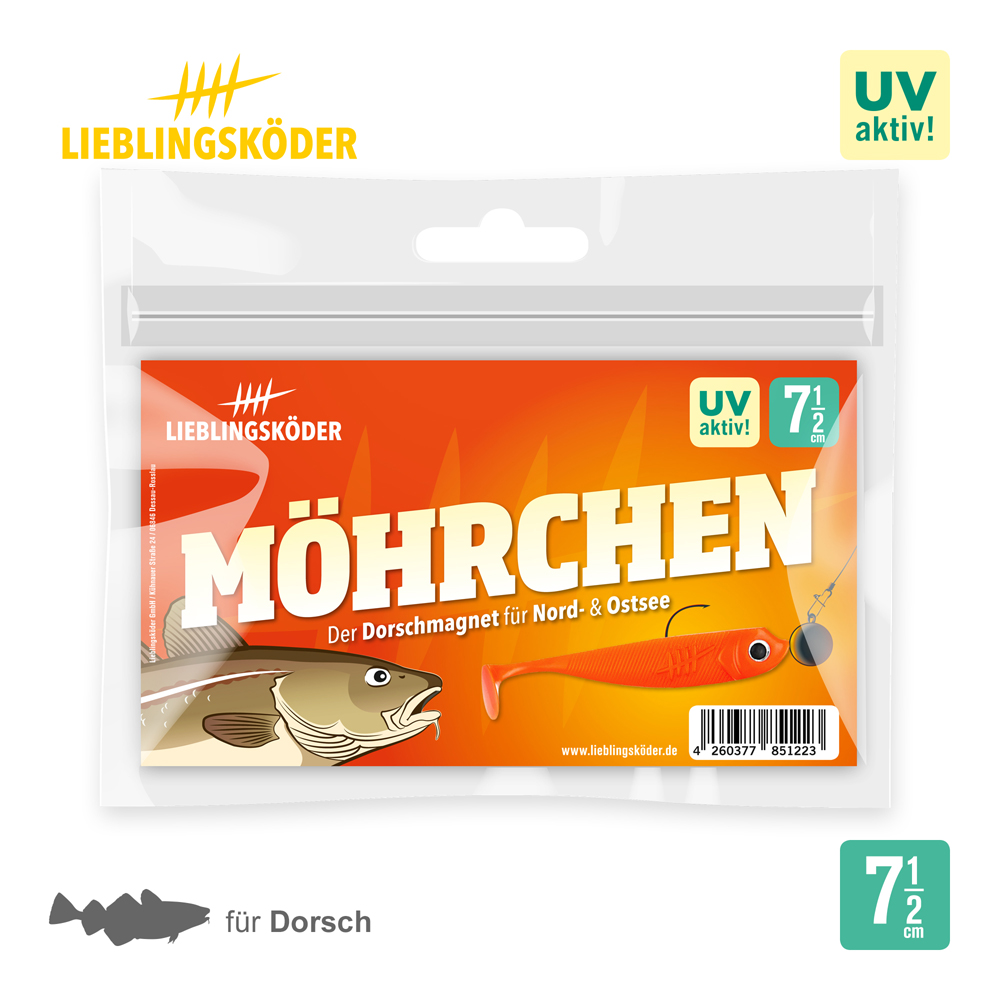 Lieblingsköder 7,5cm Möhrchen Gummifisch Verpackung