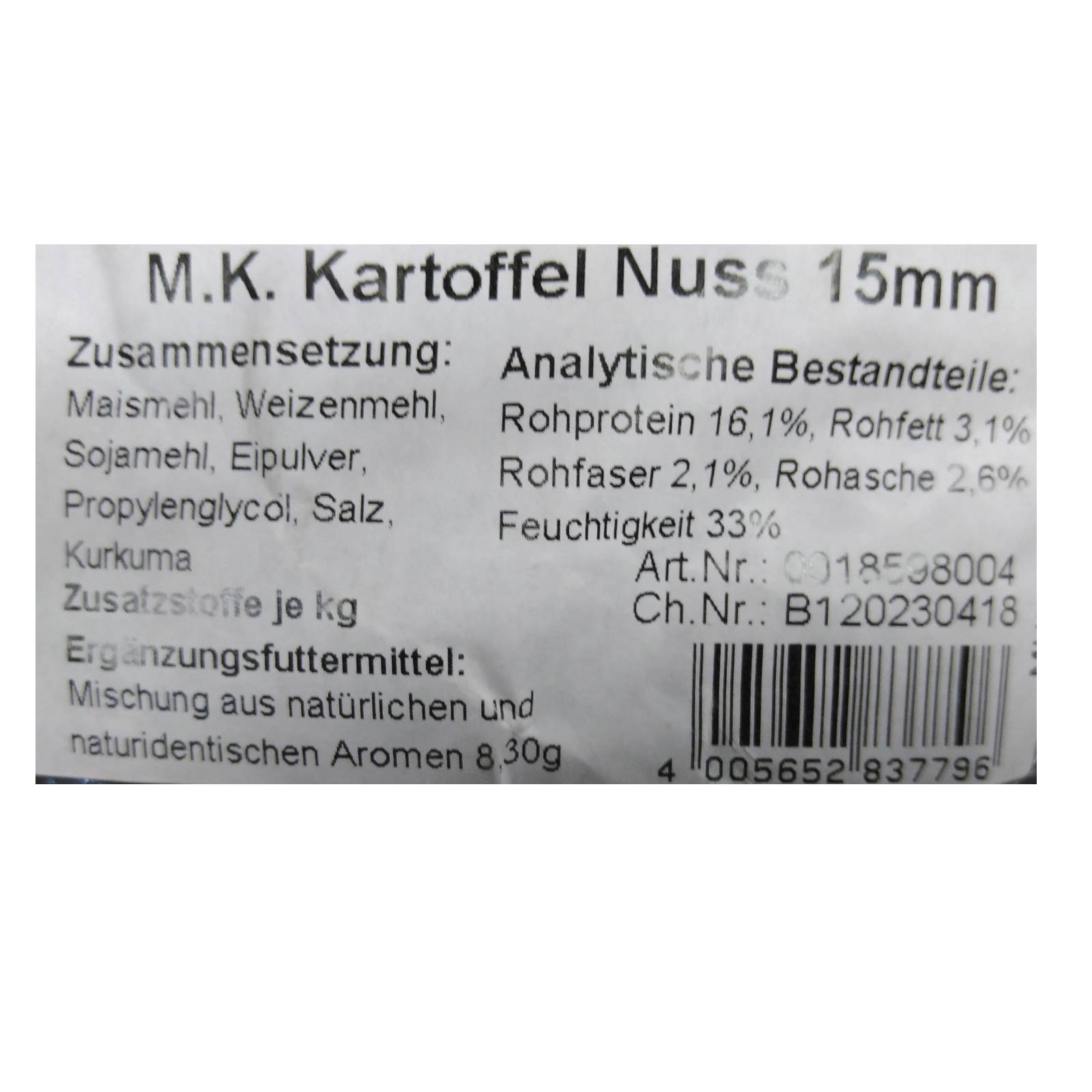 Balzer Matze Koch Booster Balls Kartoffel Nuss Boilies – Inhaltsstoffe