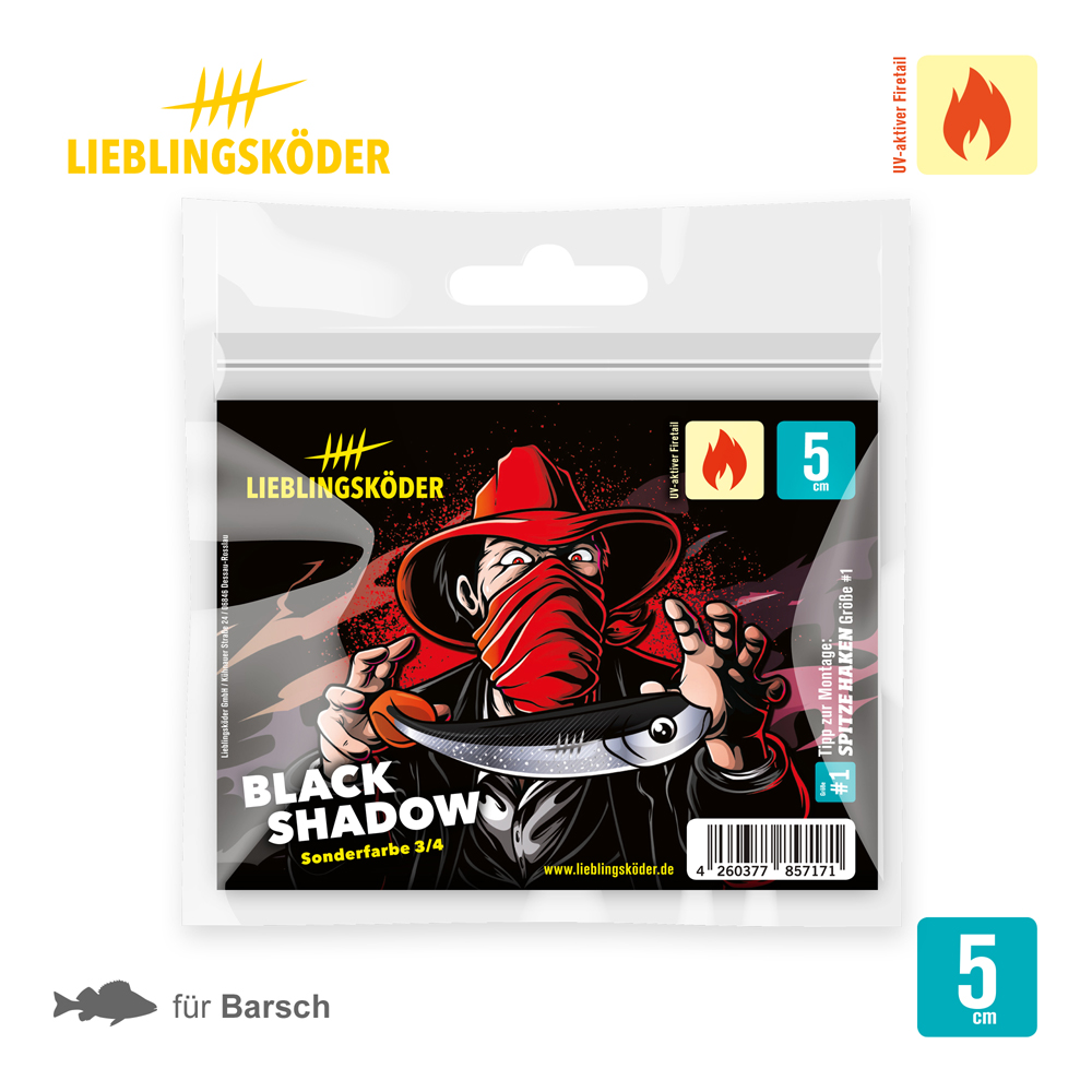 Lieblingsköder 5cm Black Shadow Gummifisch Verpackung