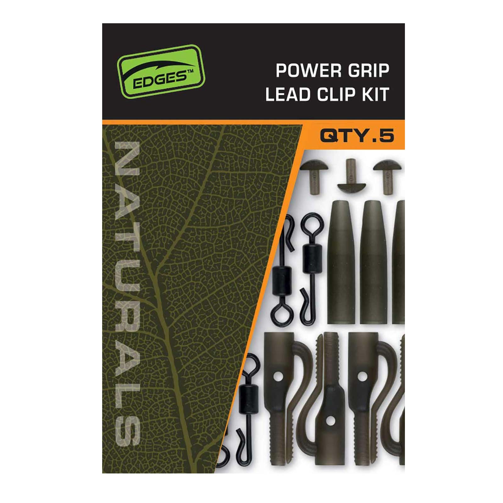 Fox Edges Naturals Power Grip Lead clip kit x 5 Karpfen-Zubehör