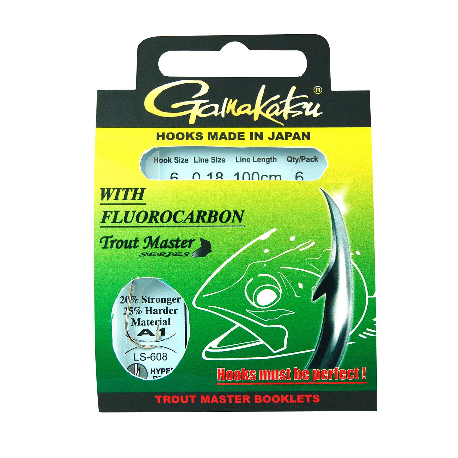 Gamakatsu Trout Master Fluorocarbon LS-608 Forellenhaken mit Vorfach