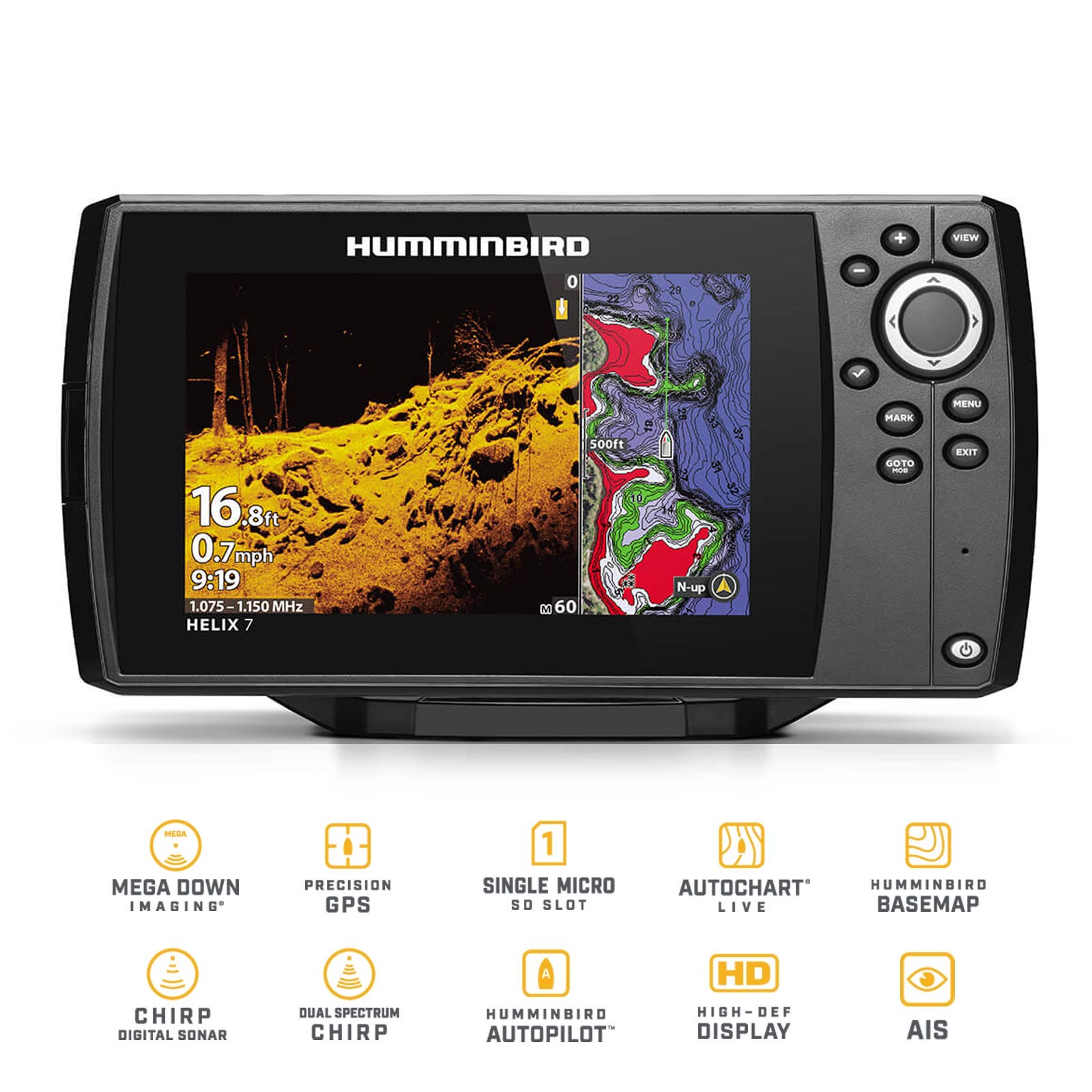 Humminbird Helix 7 Chirp GPS Mega DI G4 Down Imaging GPS Kartenplotter Echolot - Komplett mit Geber