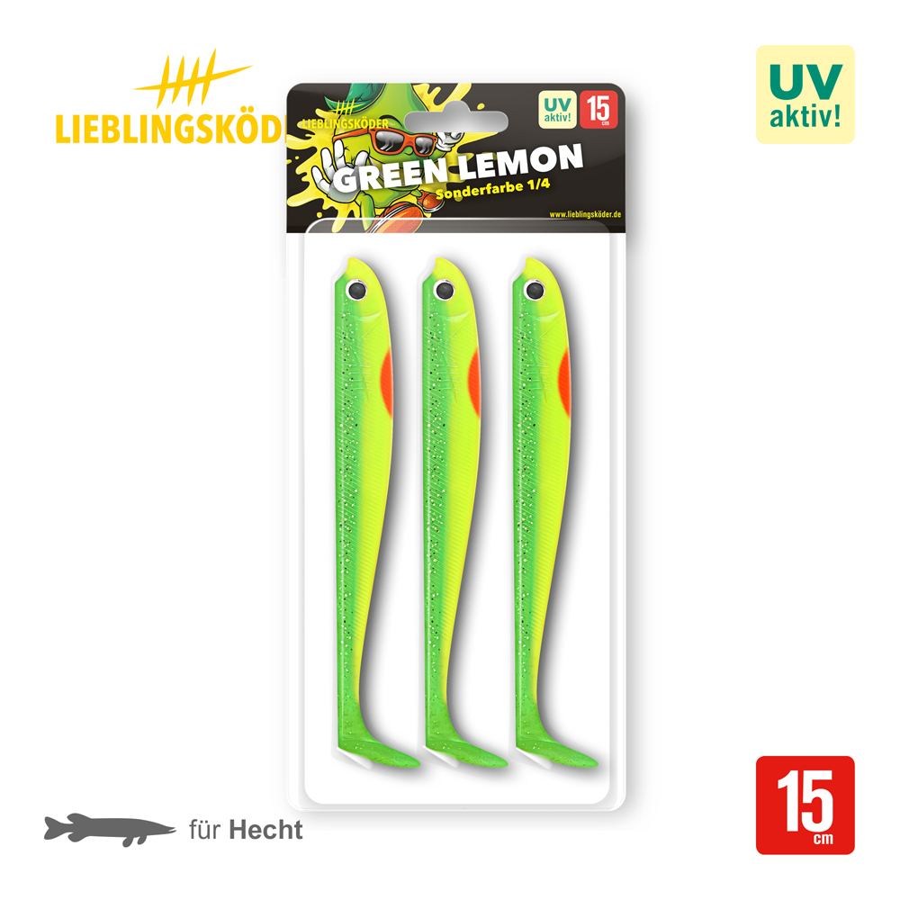 Lieblingsköder 15,0cm Green Lemon Gummifisch Verpackung