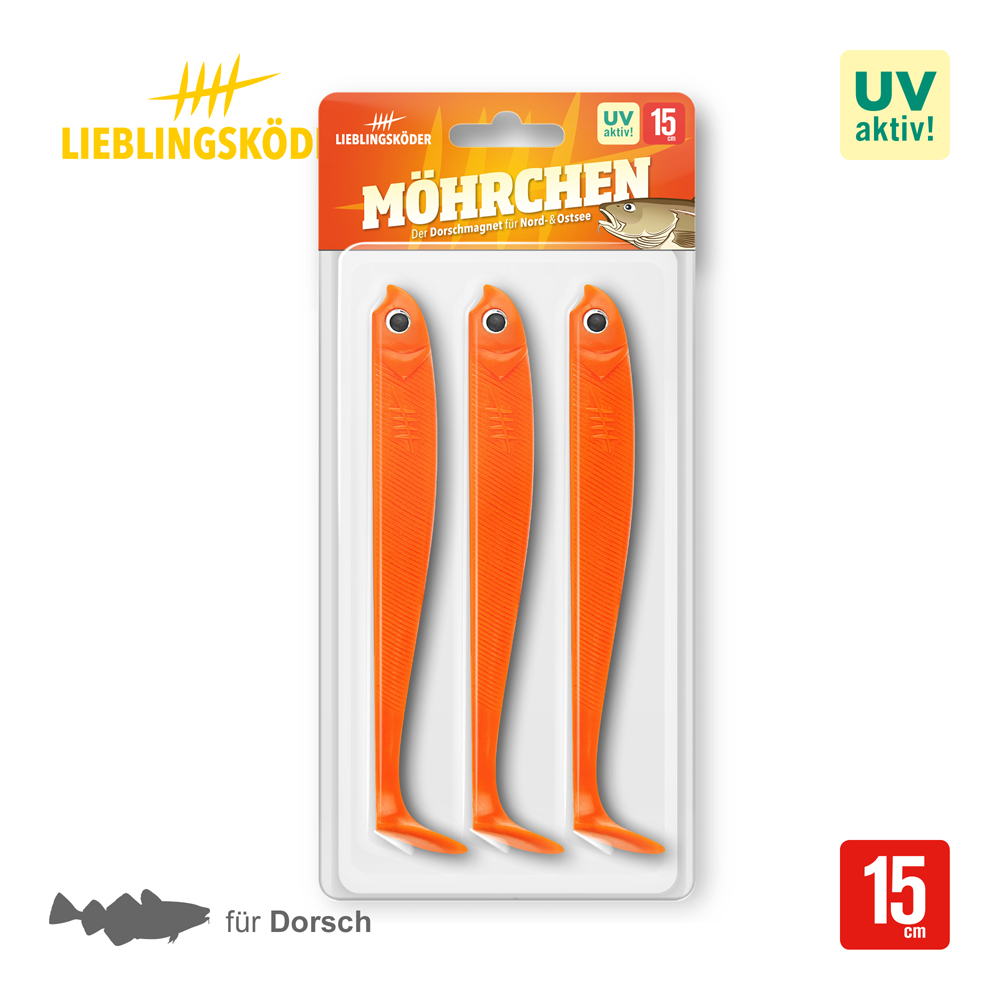 Lieblingsköder 15,0cm Möhrchen Gummifisch Verpackung