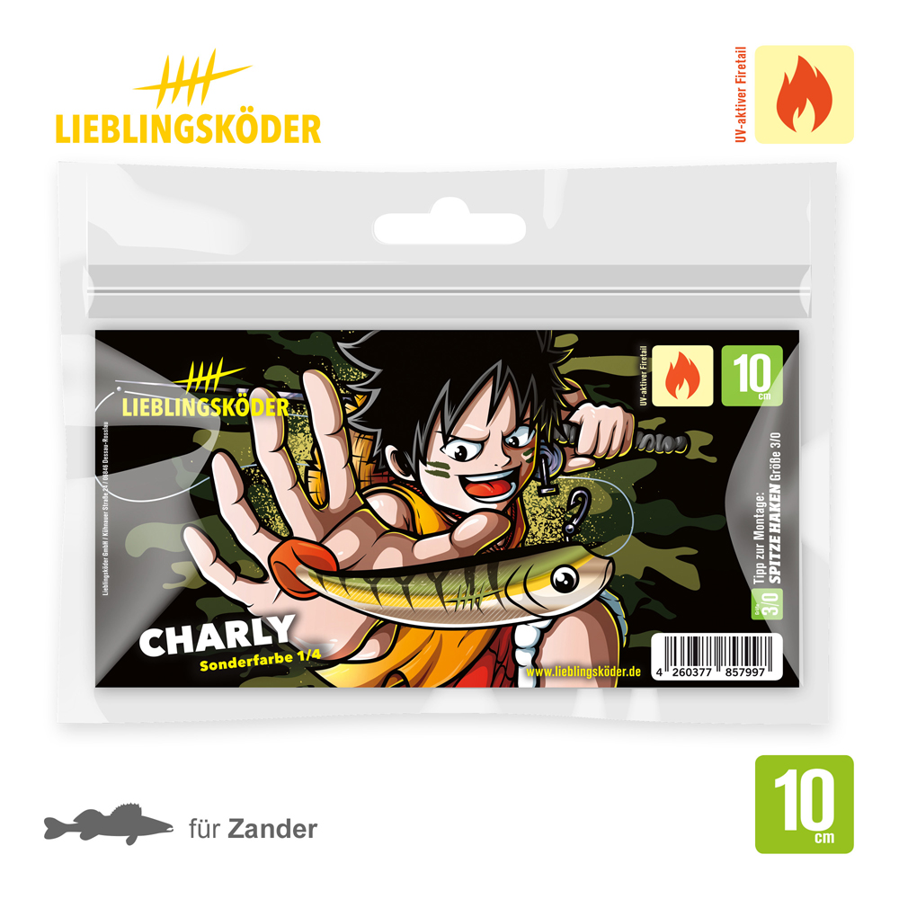 Lieblingsköder 10cm Charly Gummifisch Verpackung