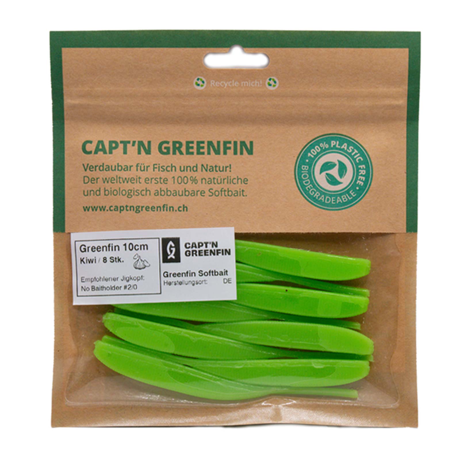 Capt`n Greenfin 10cm Kiwi Protein Softbait