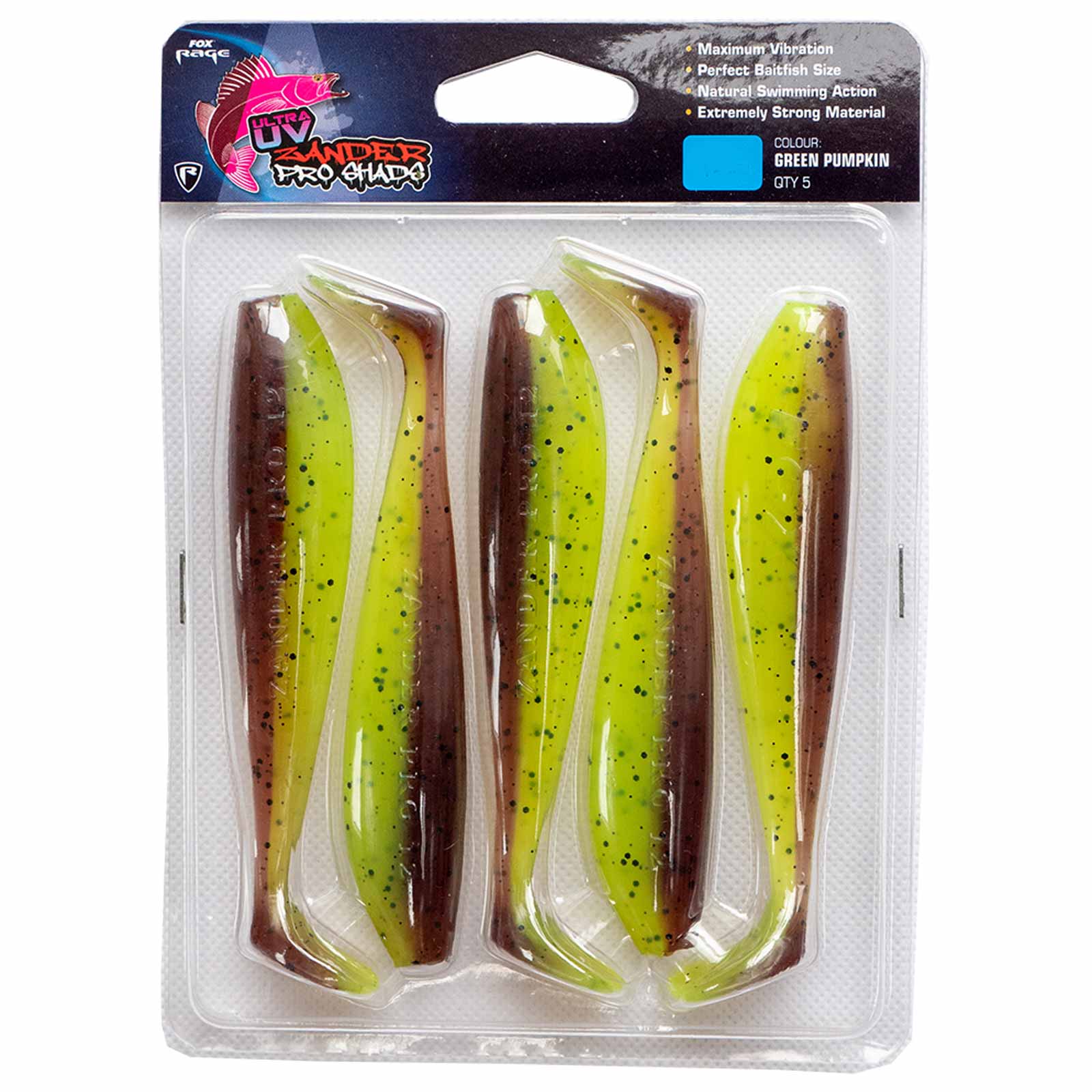 Fox Rage Zander Pro Shad Single Colour Pack Gummifisch Green Pumpkin