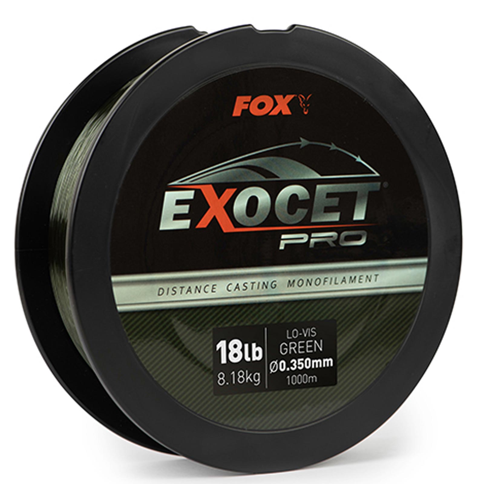 Fox Exocet Pro Monofilament Lo-Vis Green 0.350mm 18lbs / 8.18kgs (1000m) Monofile Angelschnur