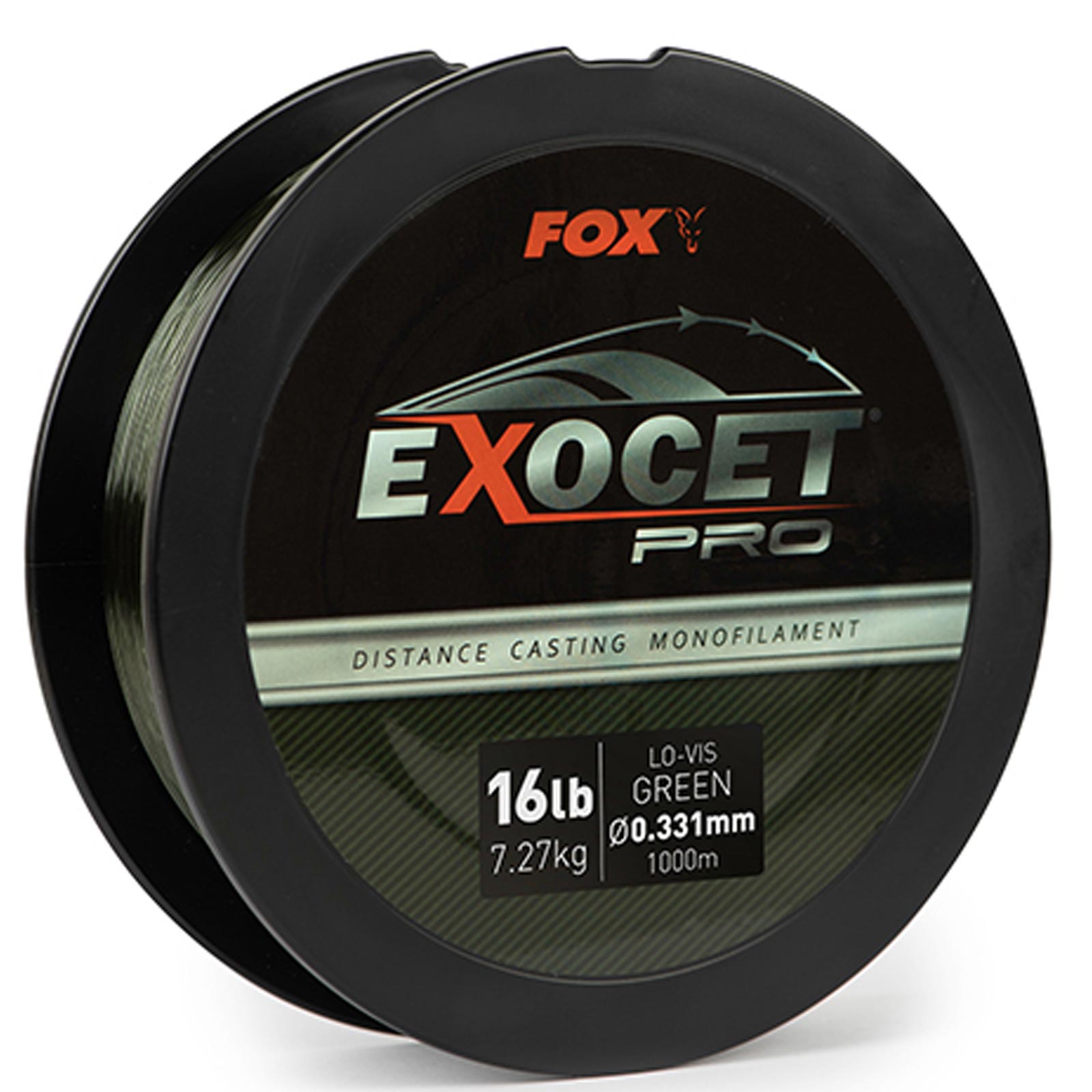 Fox Exocet Pro Monofilament Lo-Vis Green 0.331mm 16lbs / 7.27kgs (1000m)Monofile Angelschnur