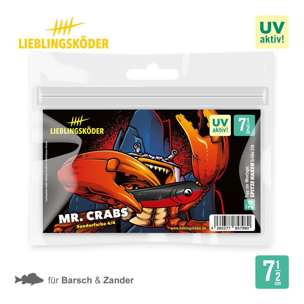 Lieblingsköder 7,5cm Mr. Crabs Gummifisch Verpackung