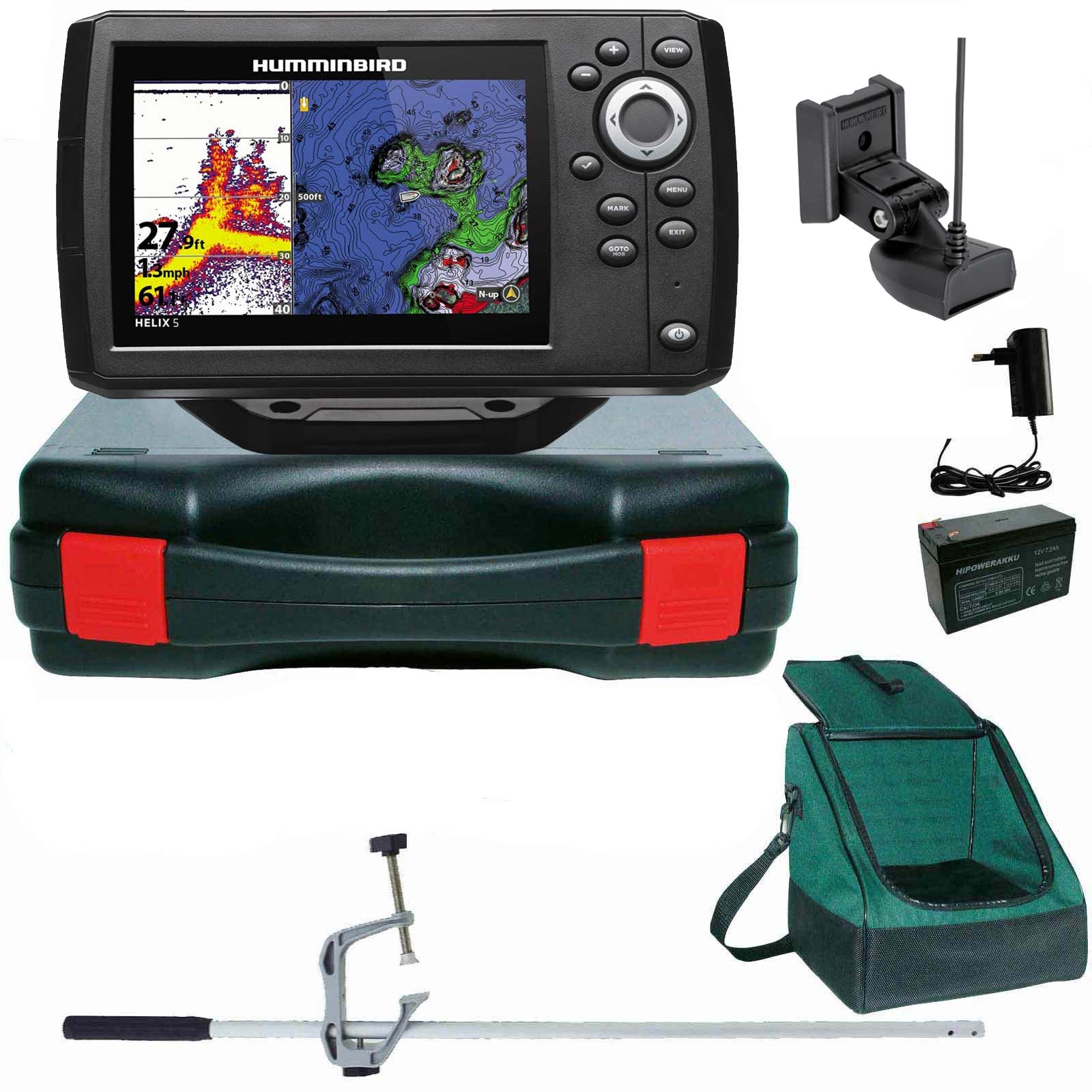 Humminbird Helix 5 Chirp GPS G3 GPS Kartenplotter Echolot Portabel Master Plus- Komplett mit Geber