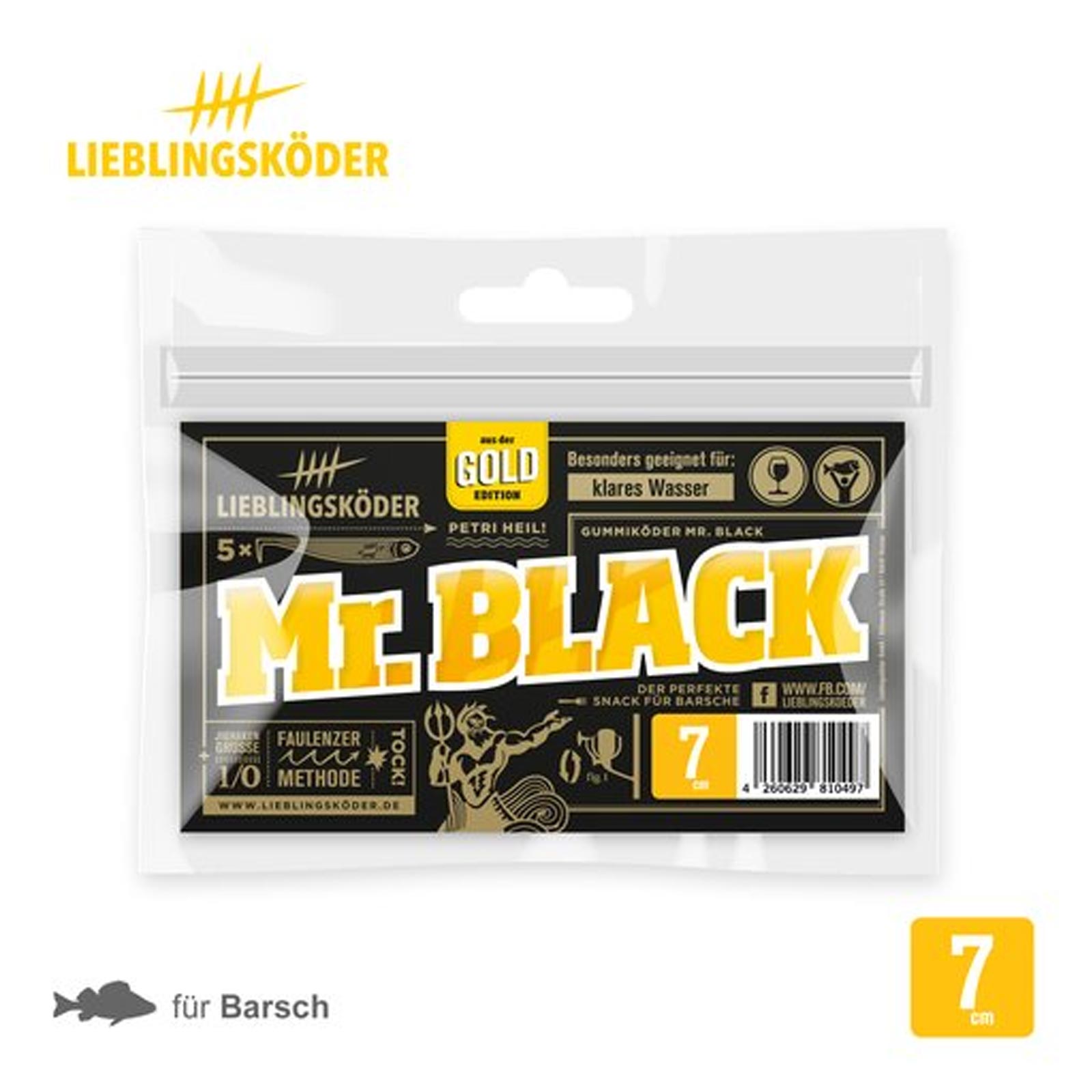 Lieblingsköder 7,0cm Mr. Black Gummifisch pack