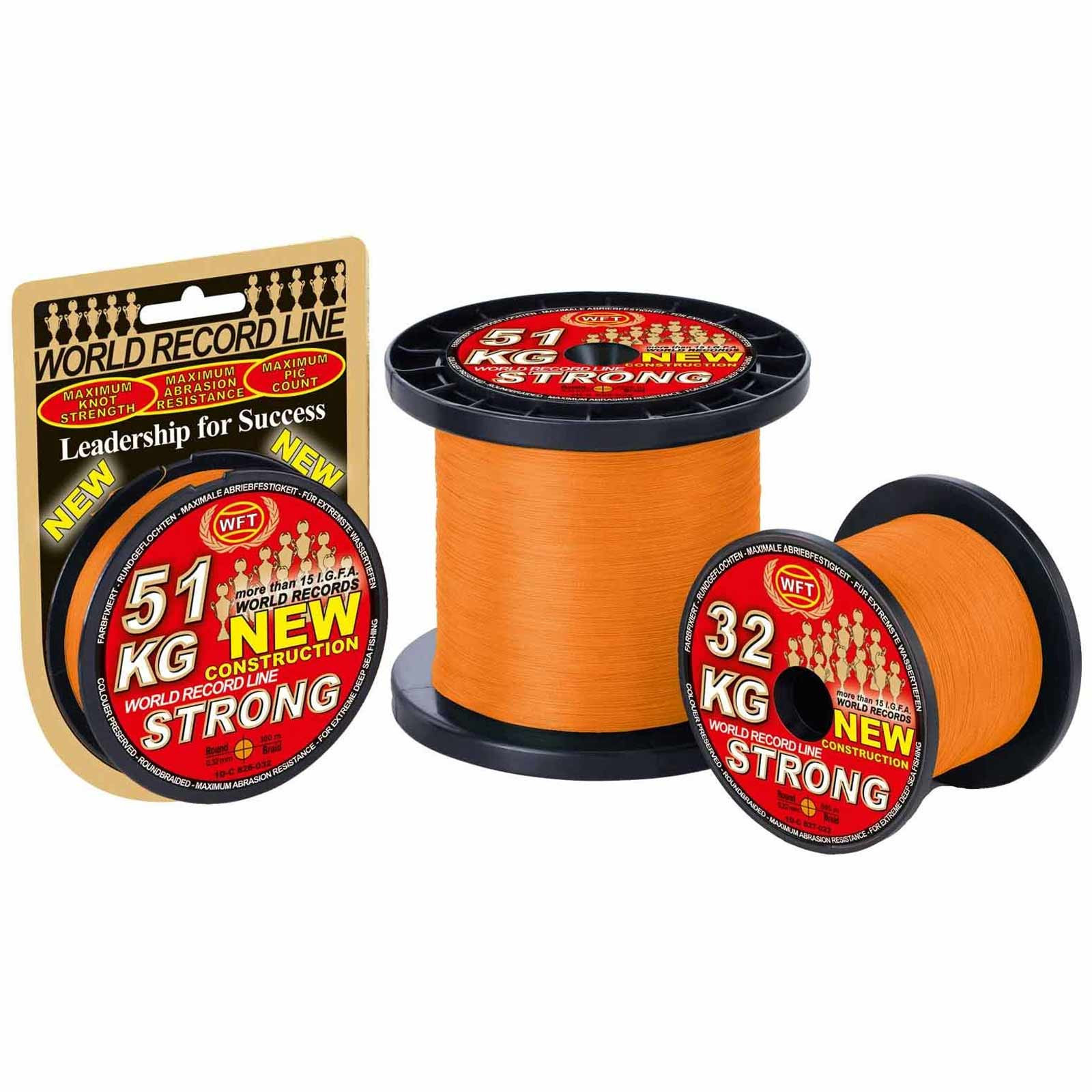 WFT KG Strong Orange Geflochtene Angelschnur Meterware