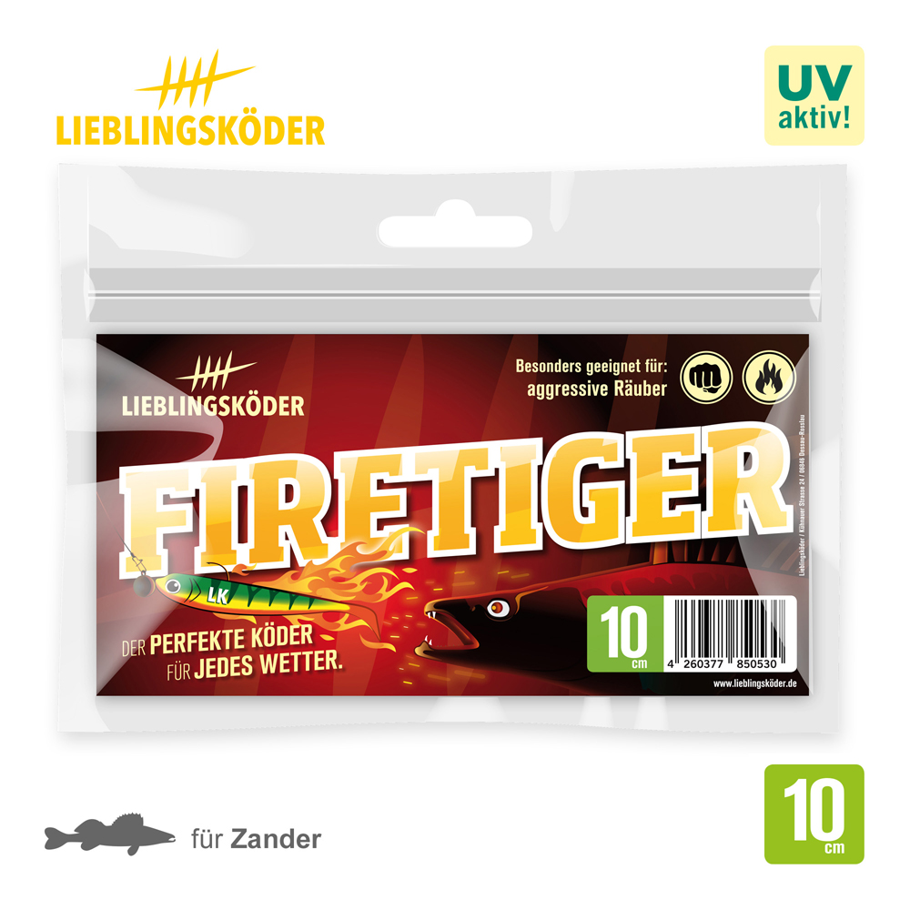 Lieblingsköder 10cm Firetiger Gummifisch Verpackung