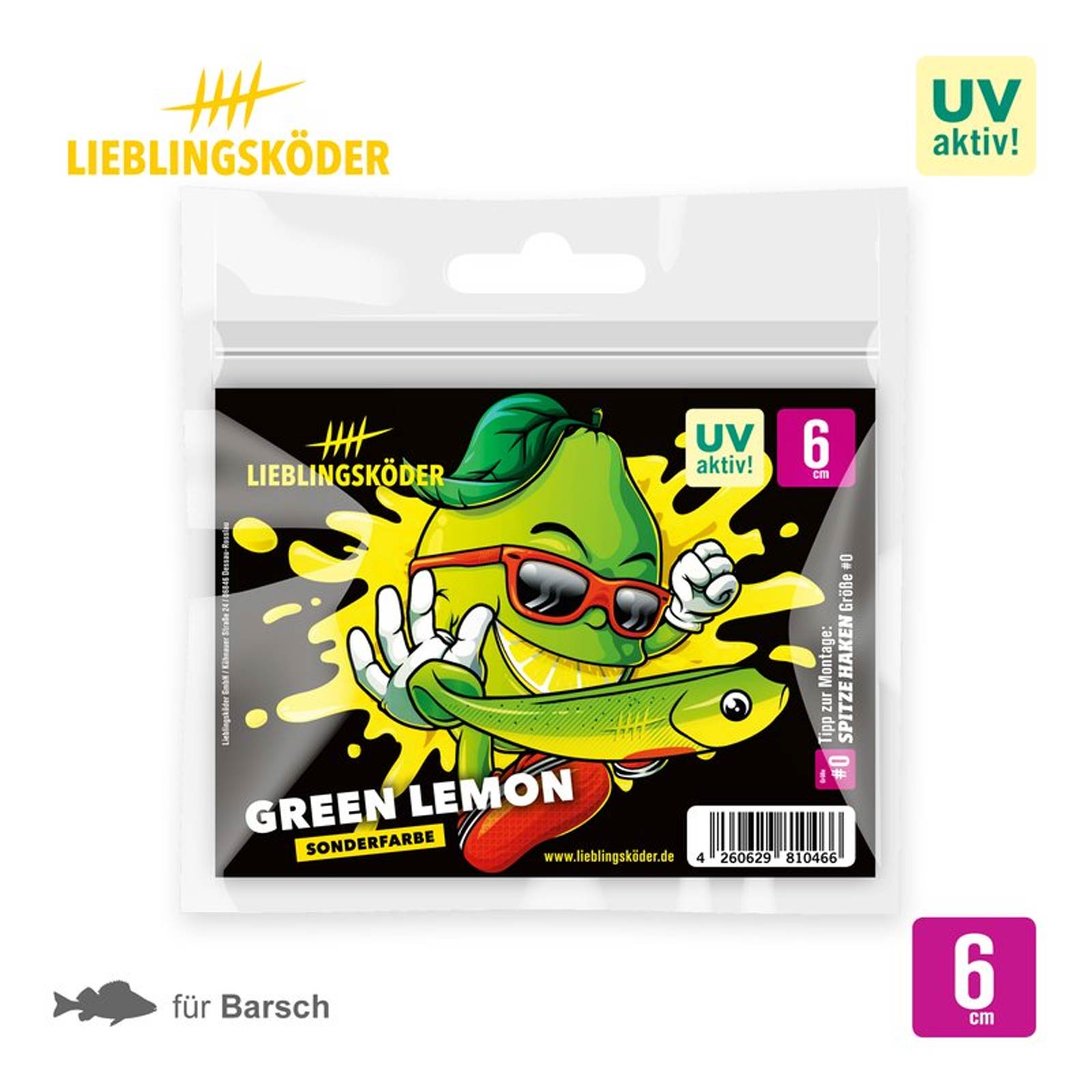 Lieblingsköder 6,0cm Green Lemon Gummifisch pack