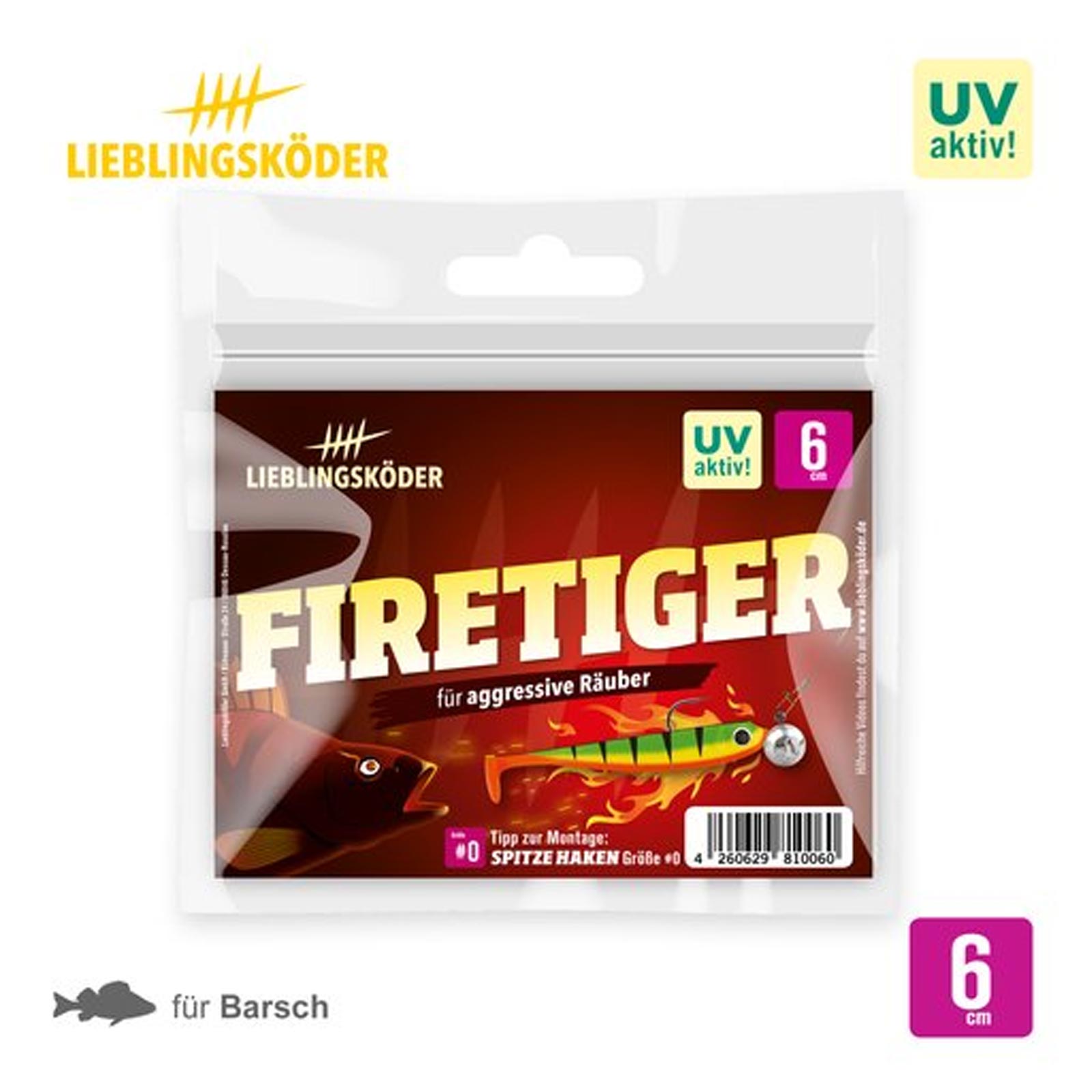 Lieblingsköder 6,0cm Firetiger Gummifisch pack