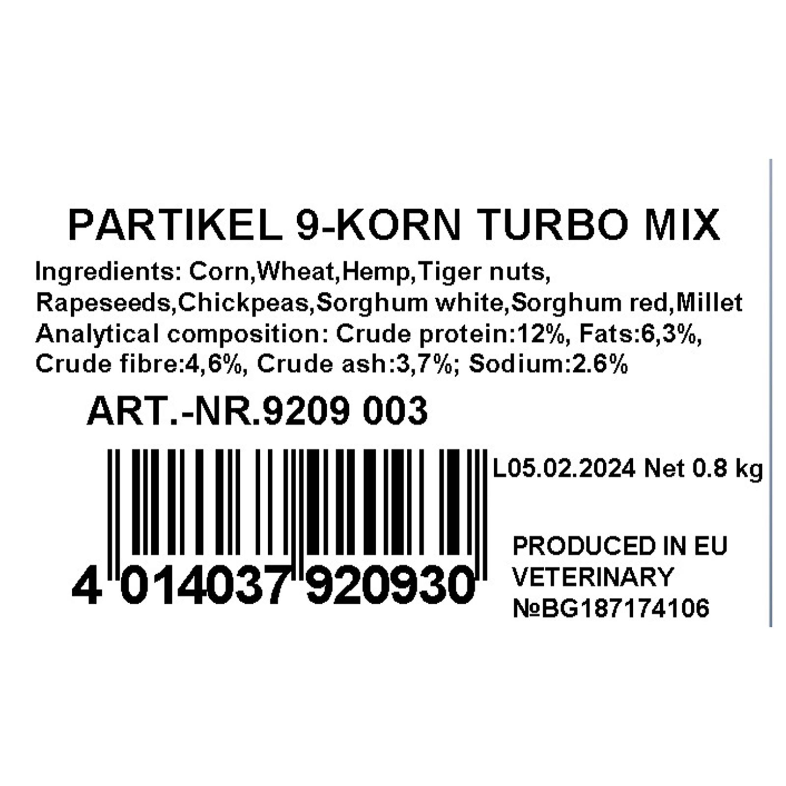 Jenzi Ready-to-Fish Partikel 9-Korn-Turbo-Mix 800g  Inhaltsstoffe