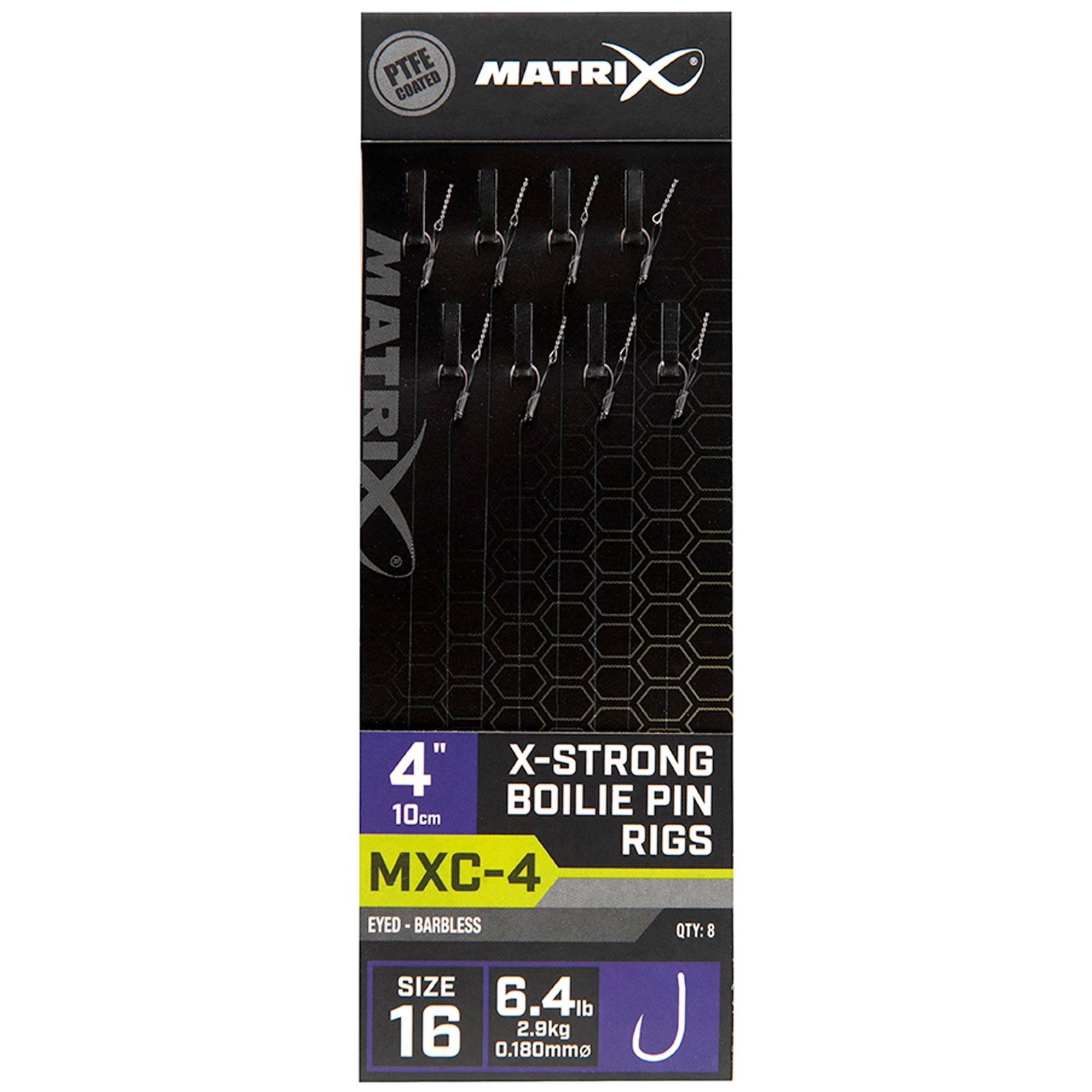 Matrix MXC-4 Size 16 Barbless / 0.18mm / 4" (10cm) / X-Strong Boilie Pin - 8pcs