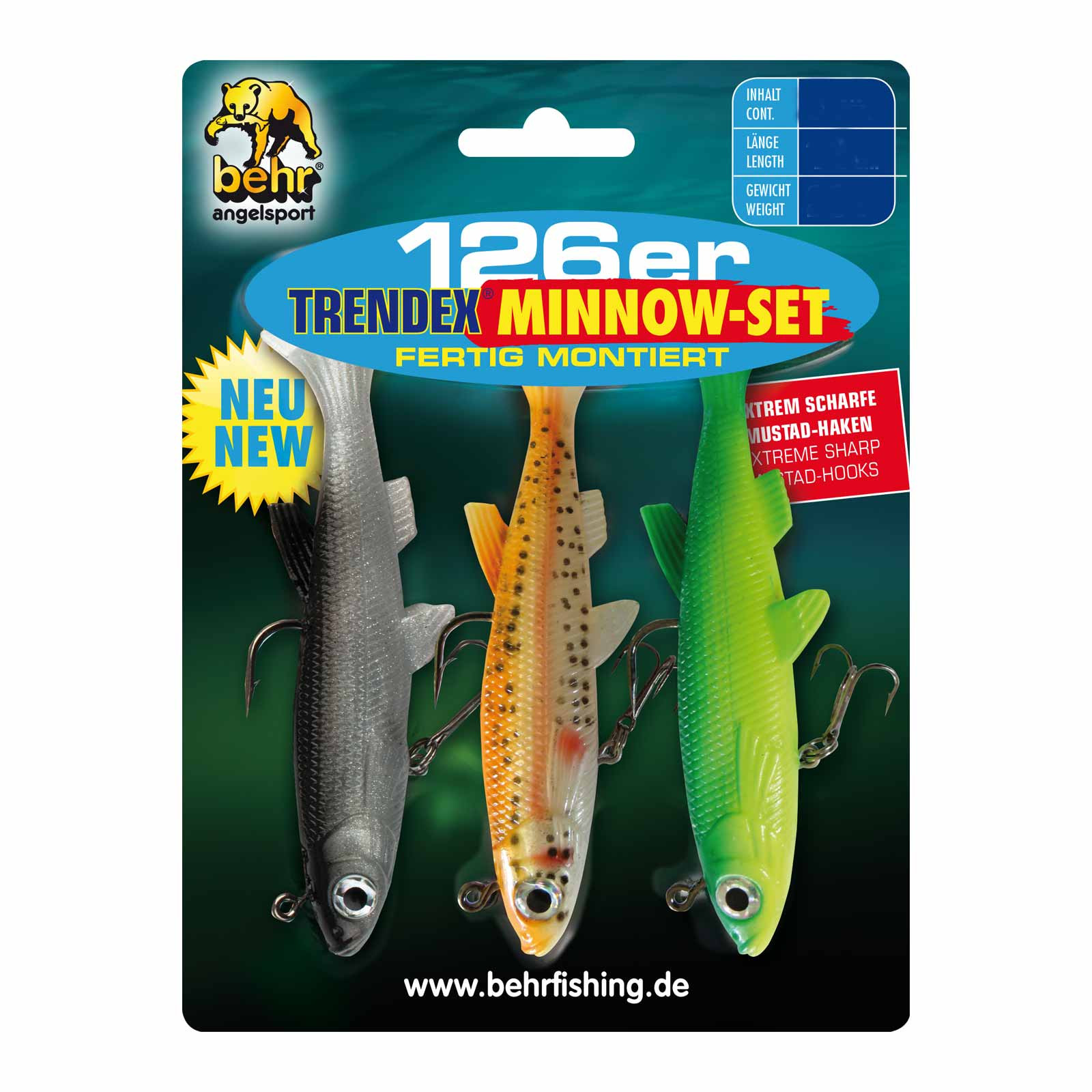 Behr Trendex Minnow Gummifisch Angelset 8,0cm 3Stk.