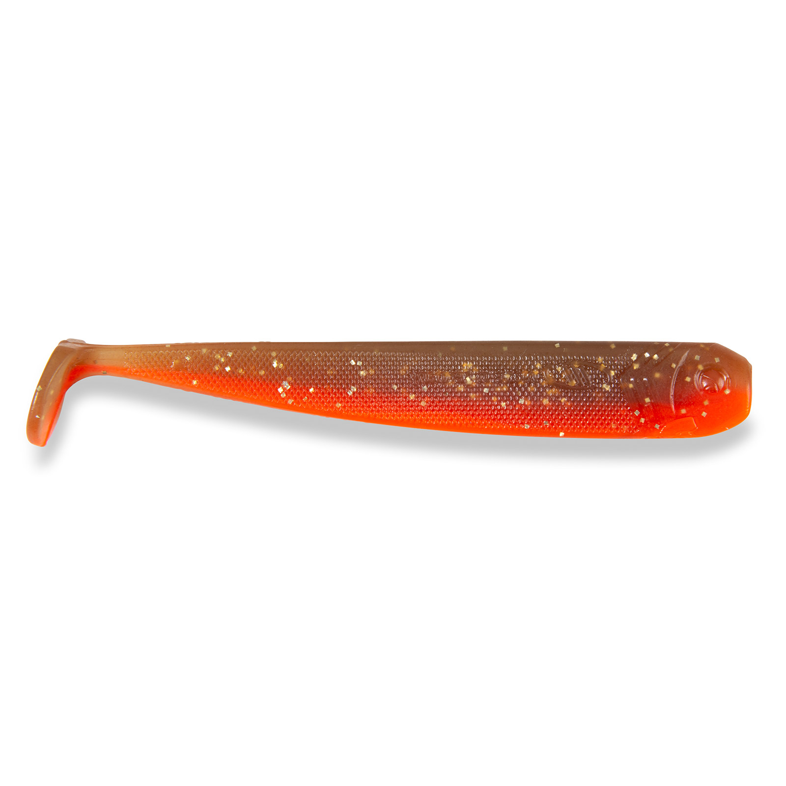 Sänger Iron Claw Moby Long Shad 2.0 11,5cm Gummifisch Motoroil Orange