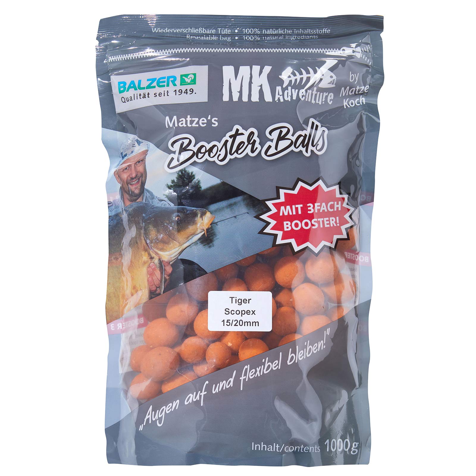 Balzer Matze Koch Booster Balls Tigernuss/Scopex Boilies Orange 1kg Special Edition Boilies