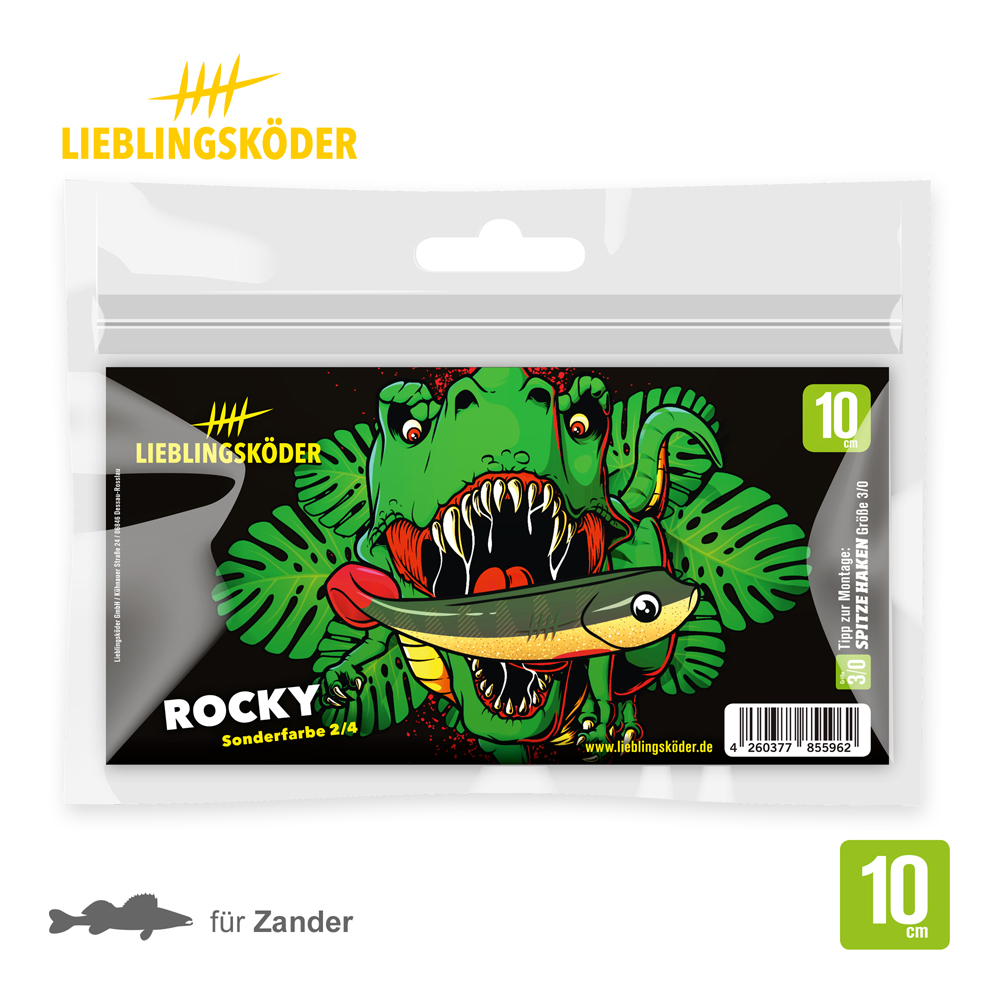 Lieblingsköder 10cm Rocky Gummifisch Verpackung