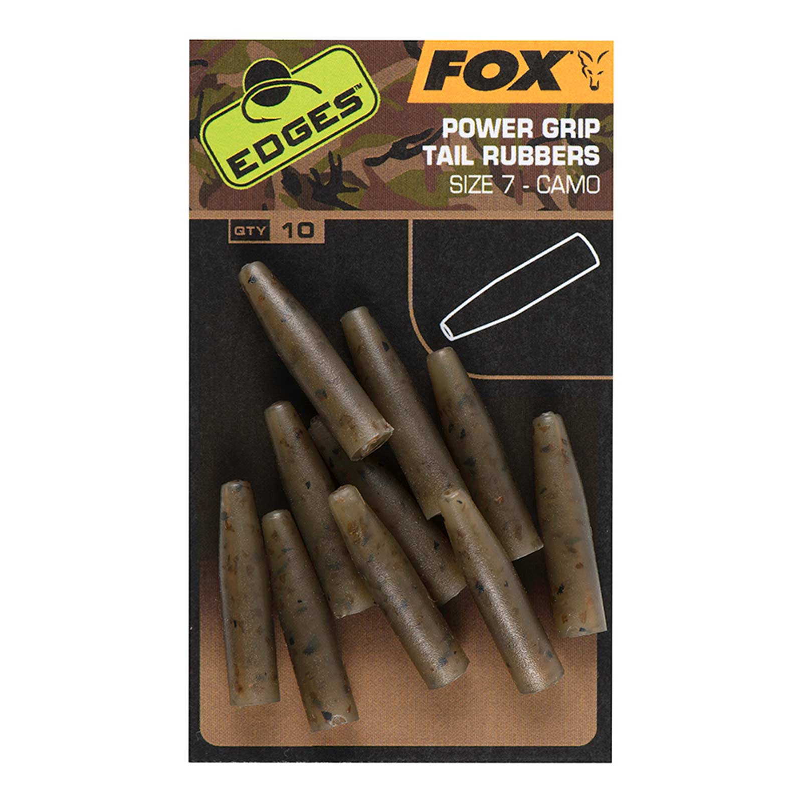 Fox Edges Camo Powergrip tail rubbers size 7x 10pcs Karpfenzubehör pack