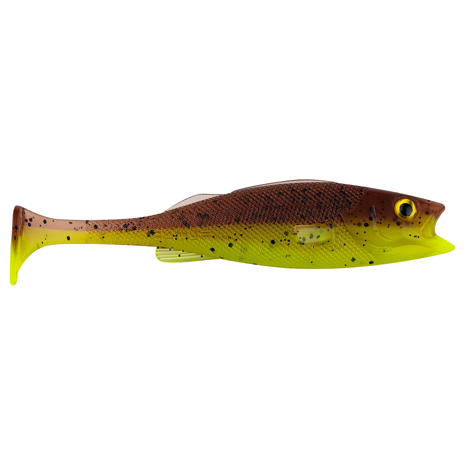 LMAB Köfi Perch Shad Green Pumpkin Chartreuse Big Bait Gummifisch