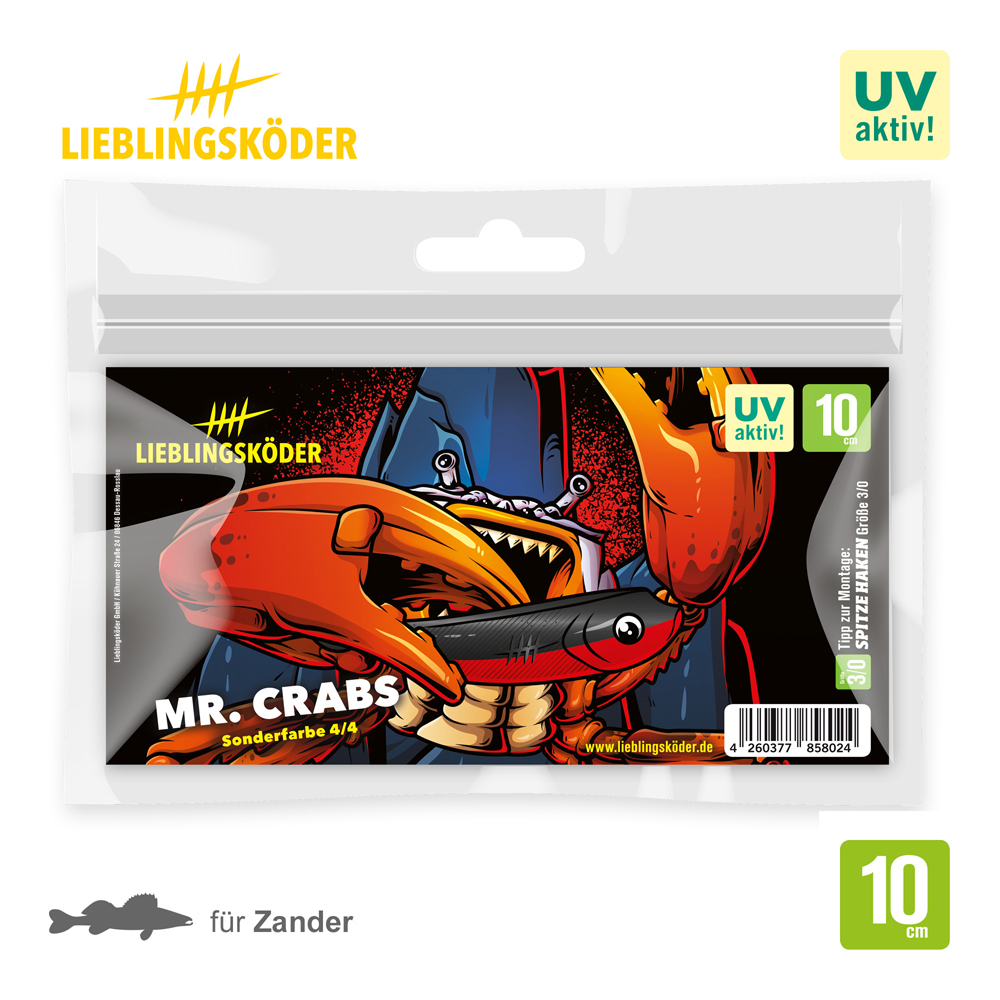 Lieblingsköder 10cm Mr. Crabs Gummifisch Verpackung